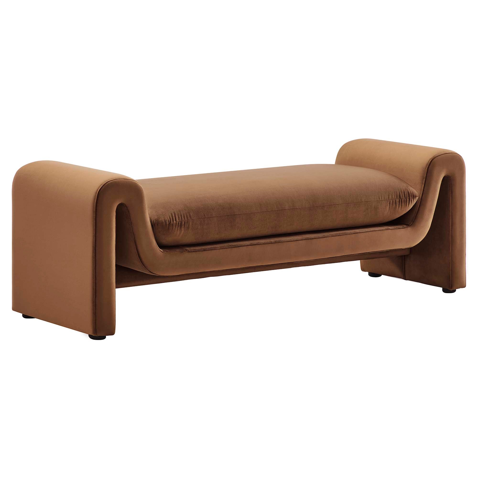 Waverly Performance Velvet Bench, Brown