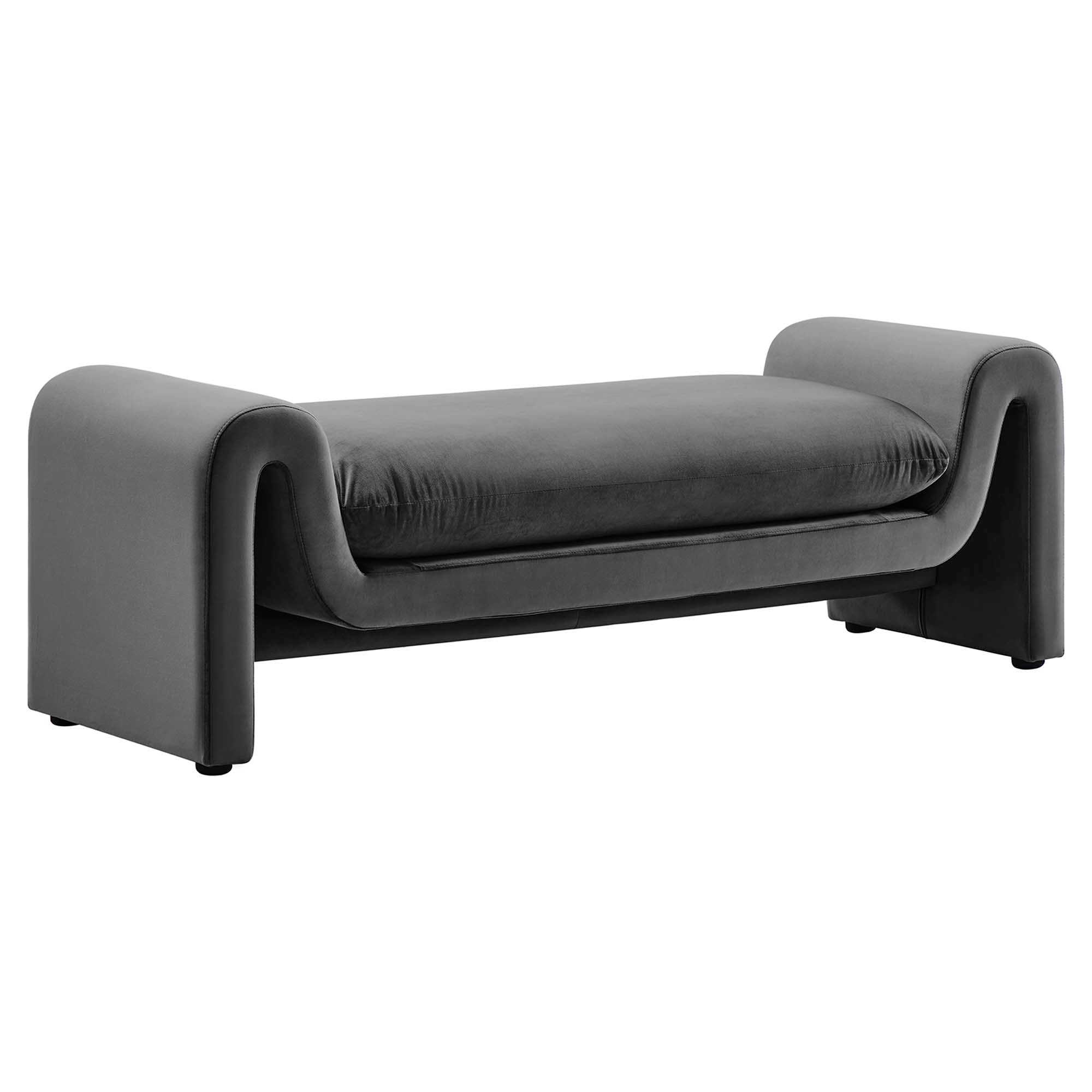 Waverly Performance Velvet Bench, Gray