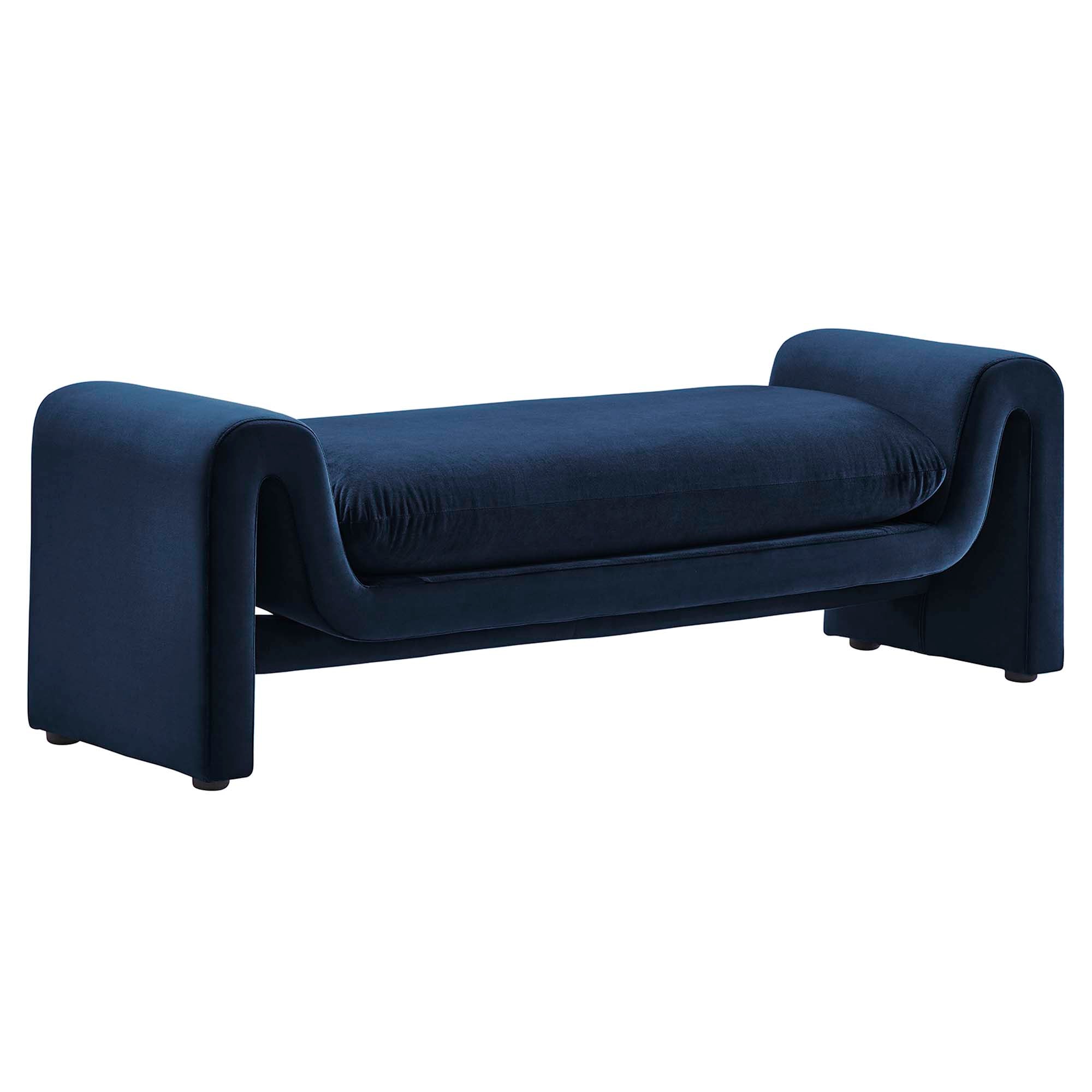 Waverly Performance Velvet Bench, Midnight Blue