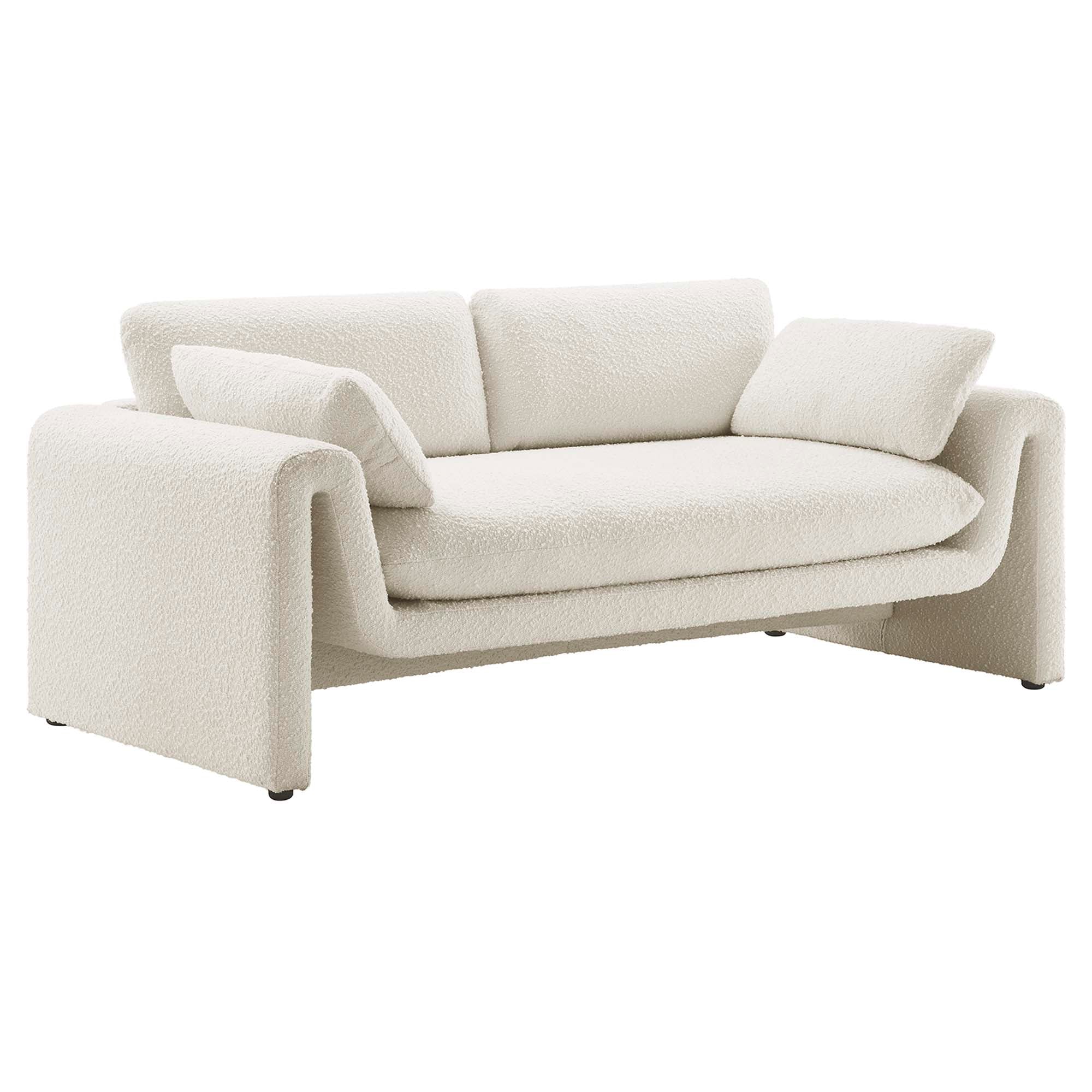 Waverly Boucle Fabric Sofa, Ivory