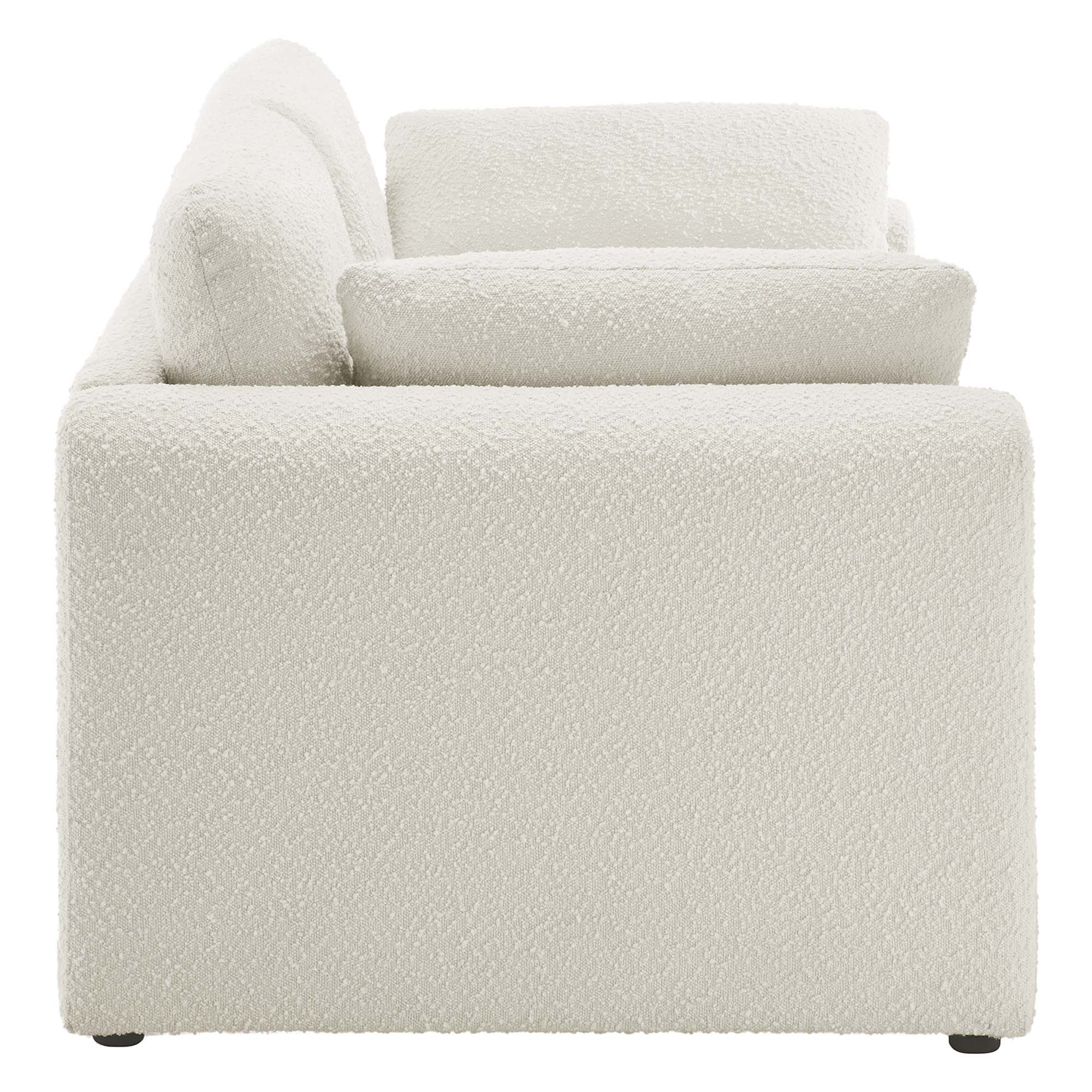 Waverly Boucle Fabric Sofa, Ivory