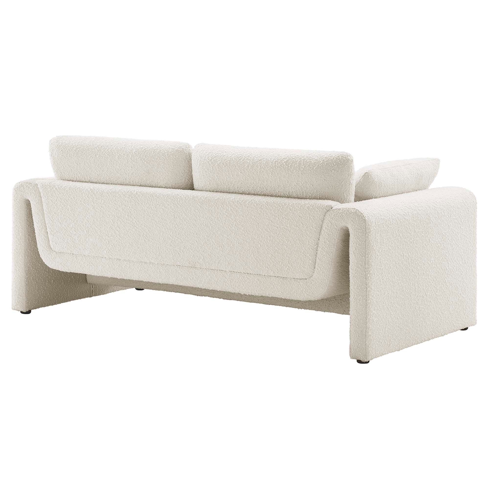 Waverly Boucle Fabric Sofa, Ivory