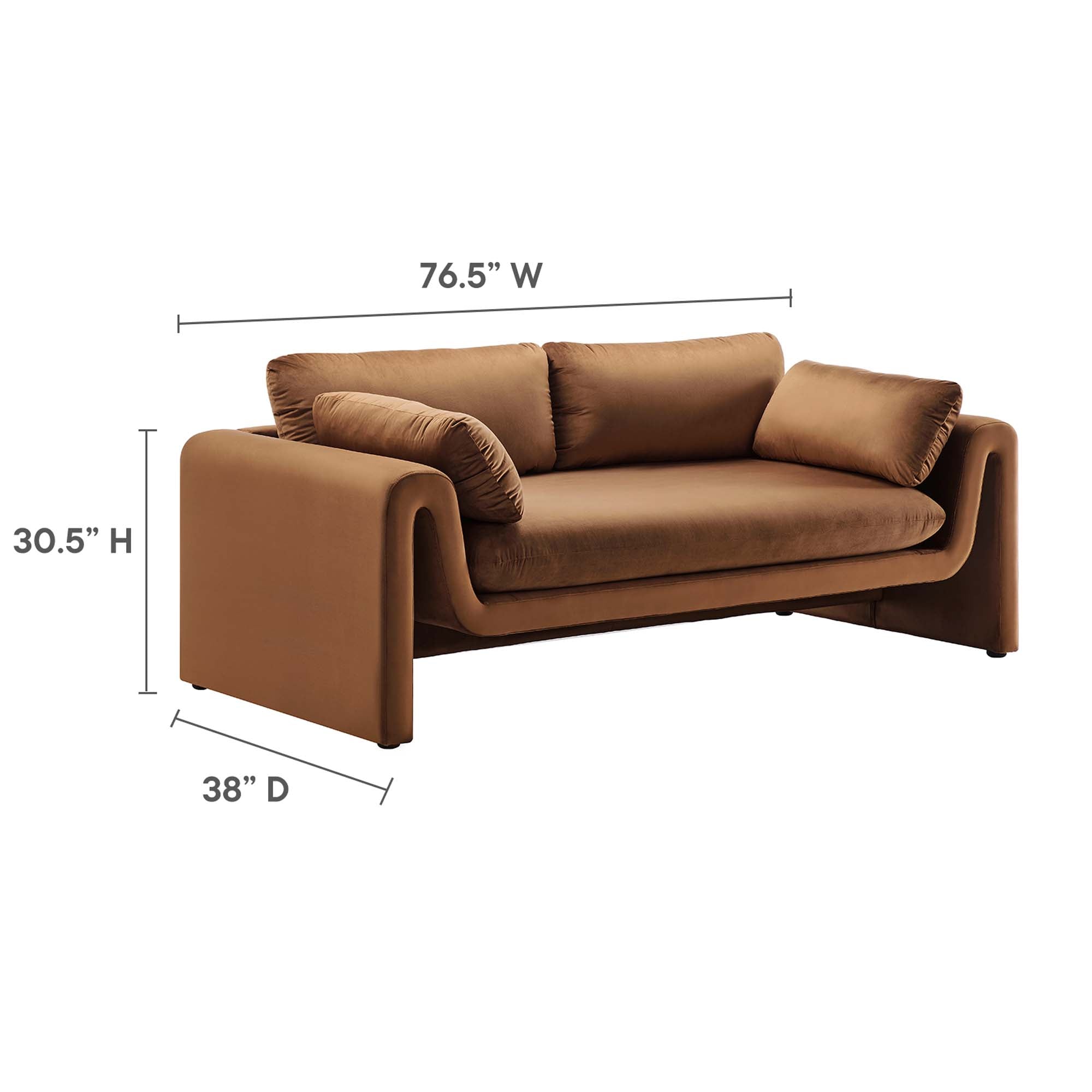 Waverly Performance Velvet Sofa, Brown