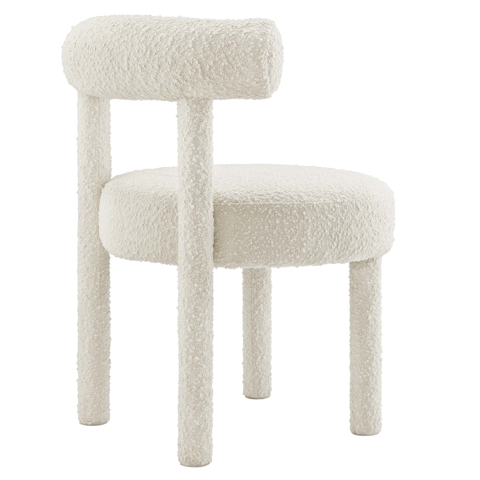Toulouse Boucle Fabric Dining Chair, Ivory