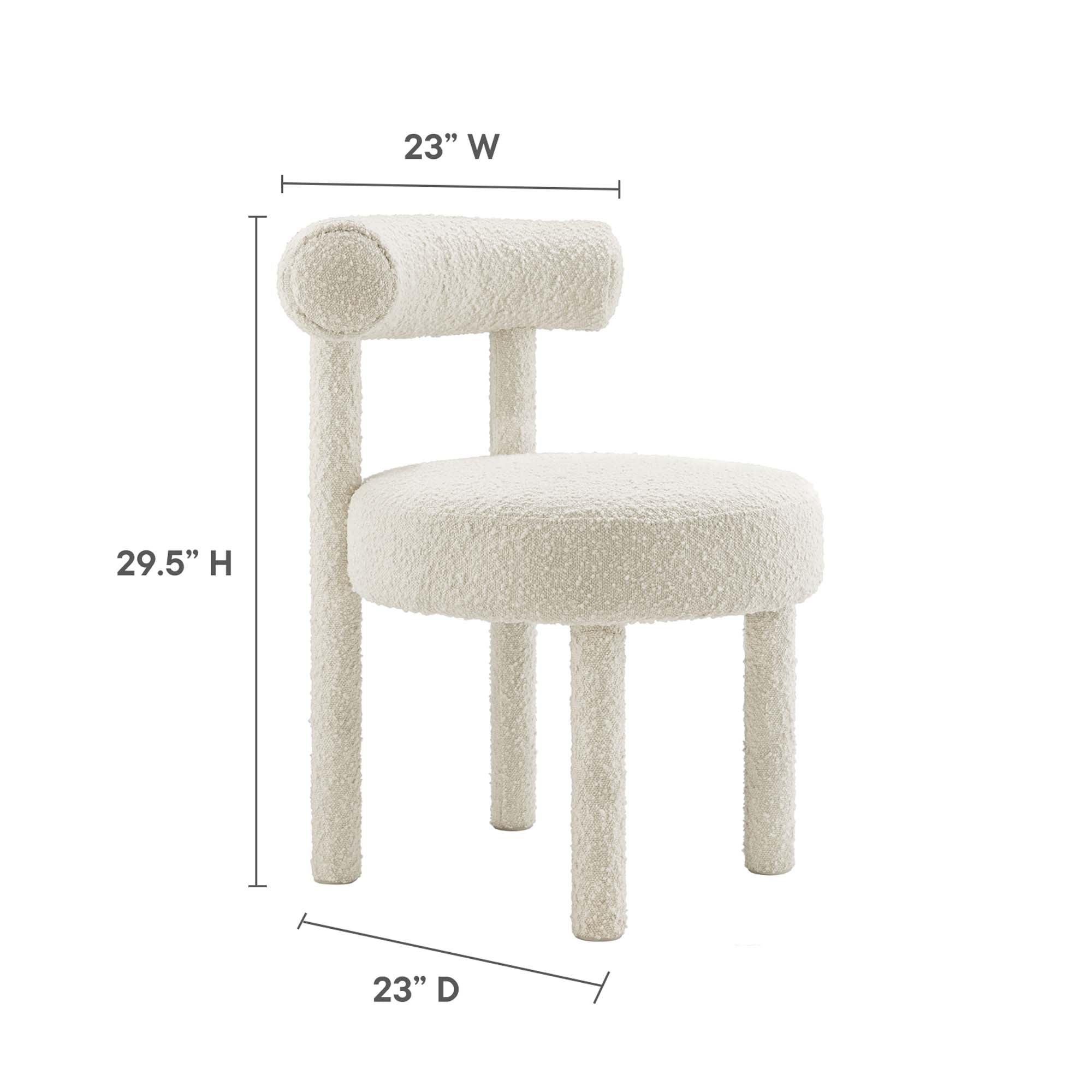 Toulouse Boucle Fabric Dining Chair, Ivory