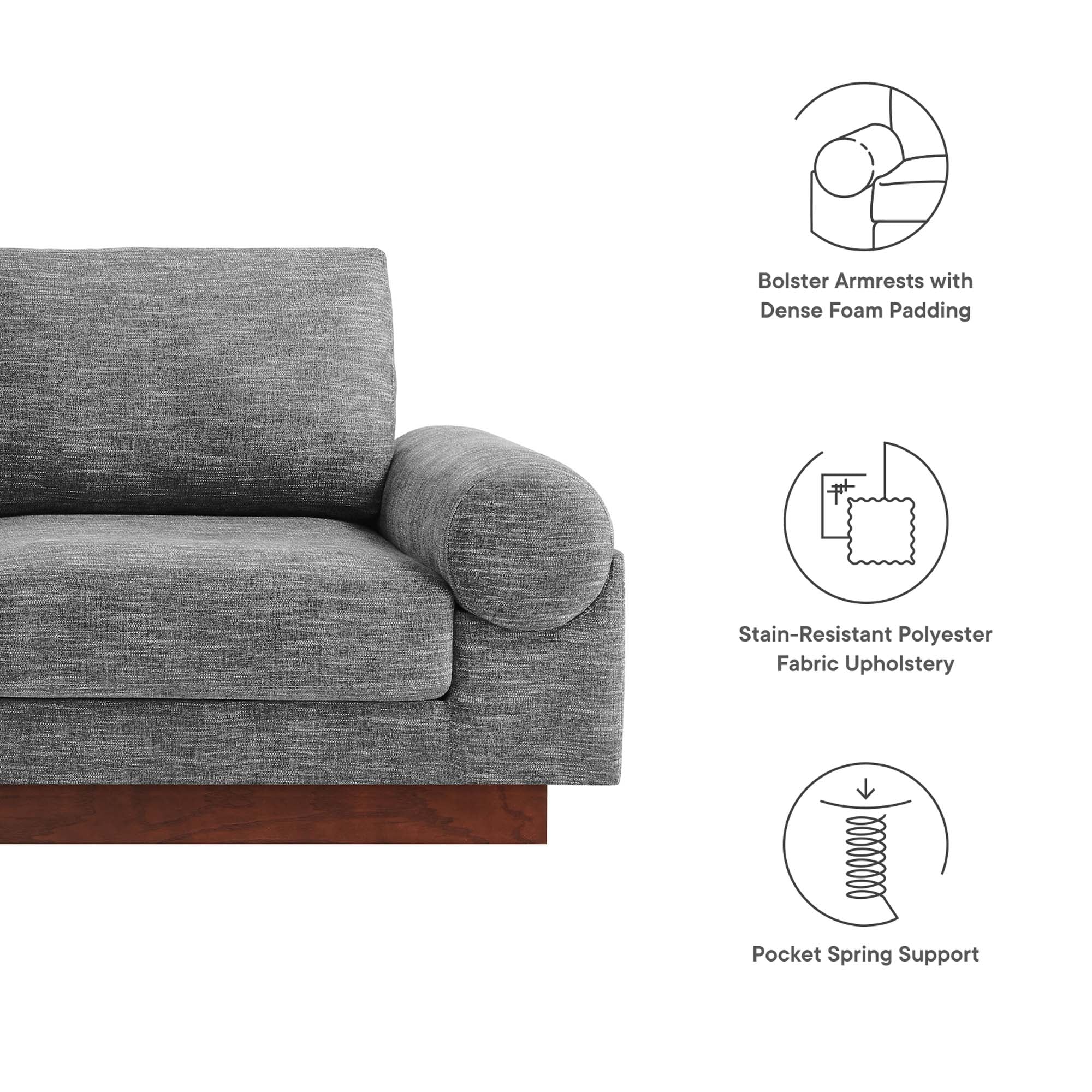 Oasis Upholstered Fabric Sofa, Gray