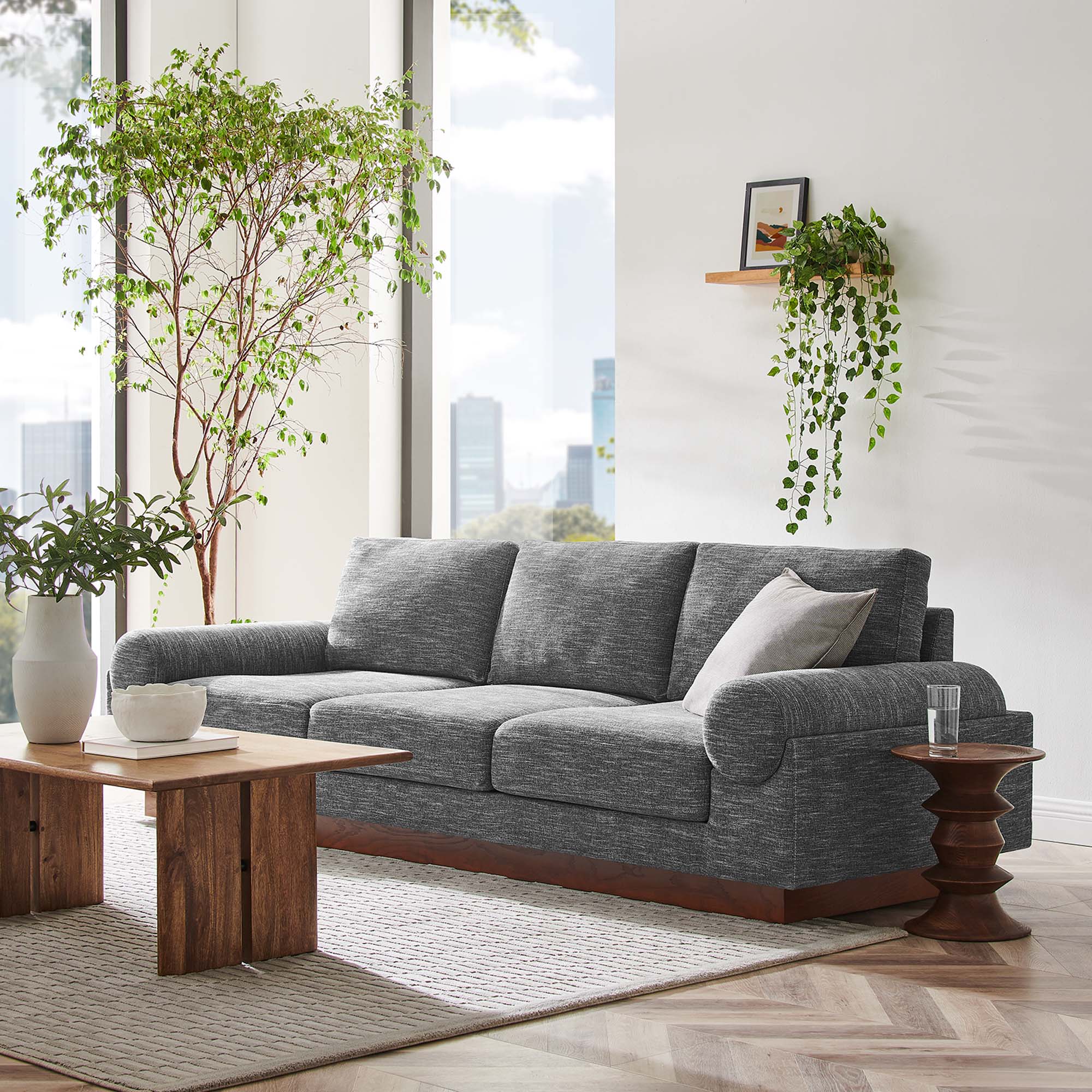 Oasis Upholstered Fabric Sofa, Gray