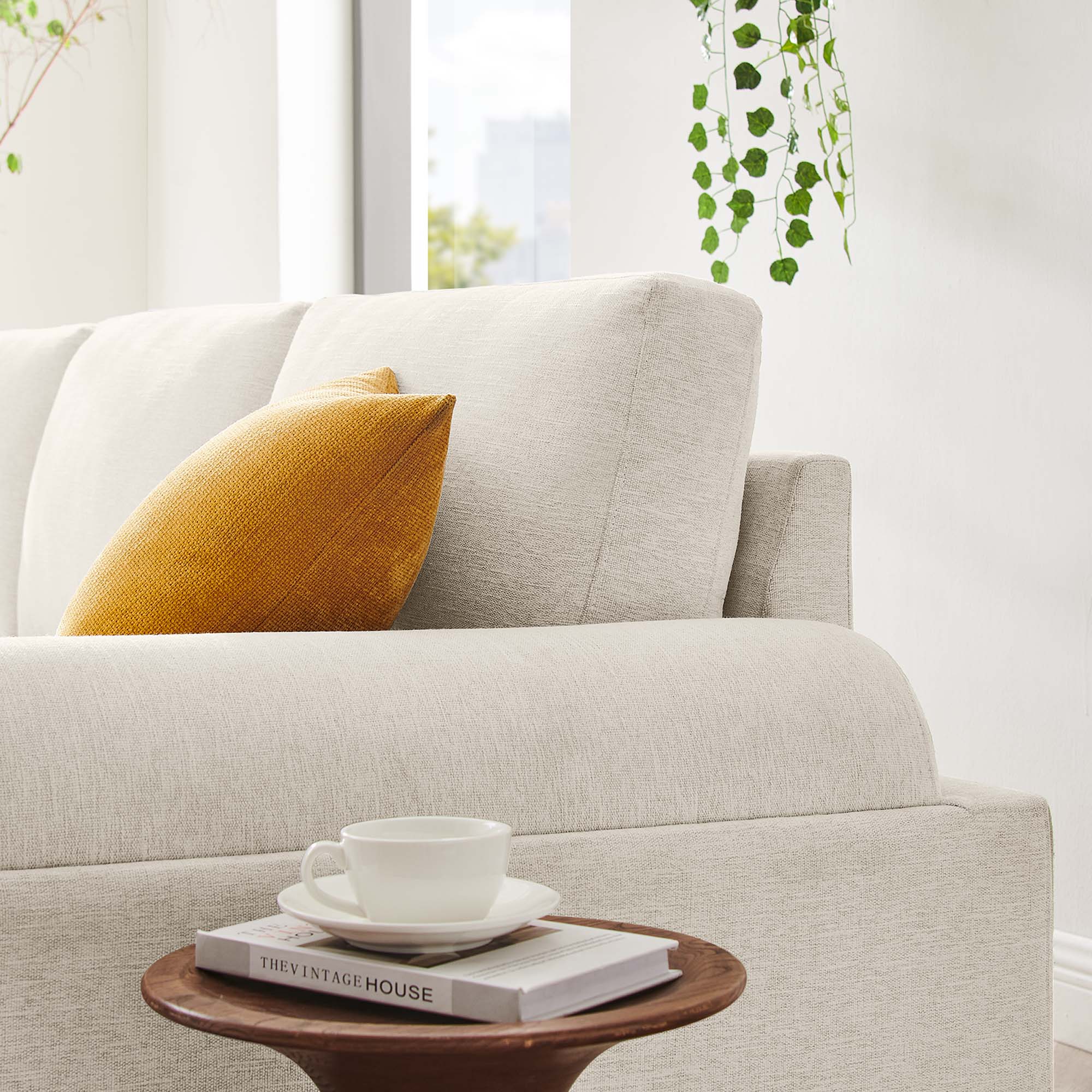Oasis Upholstered Fabric Sofa, Ivory