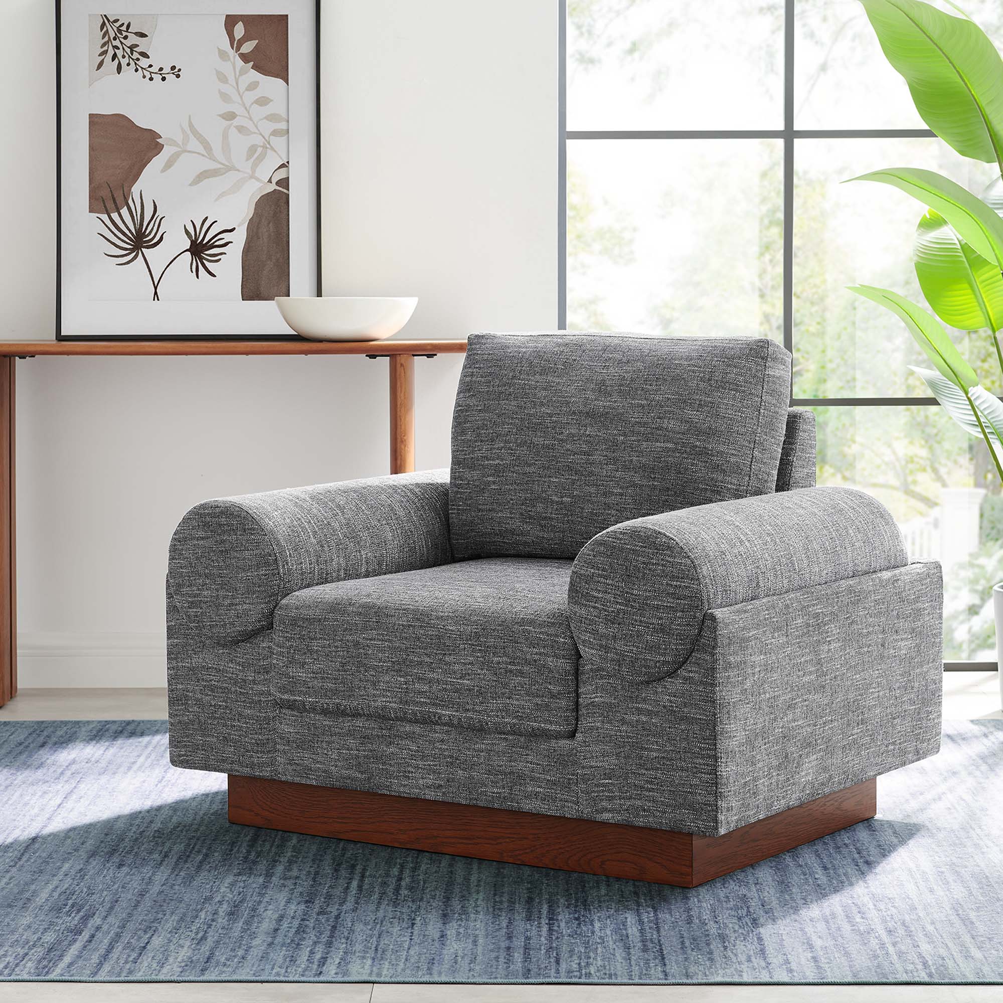 Oasis Upholstered Fabric Armchair, Gray
