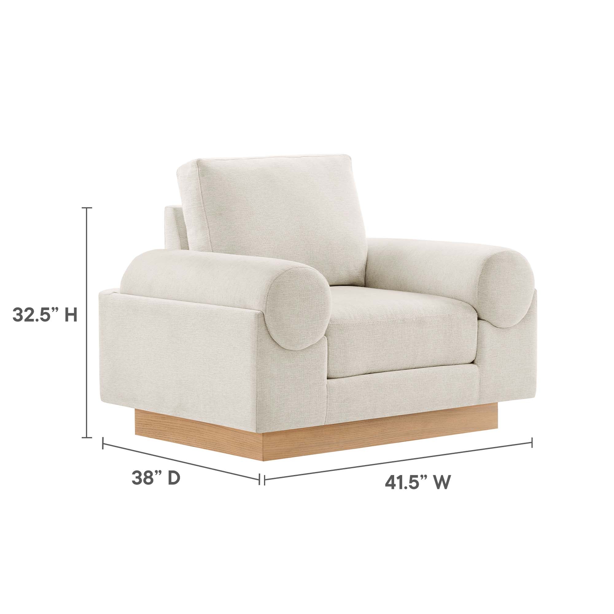 Oasis Upholstered Fabric Armchair, Ivory
