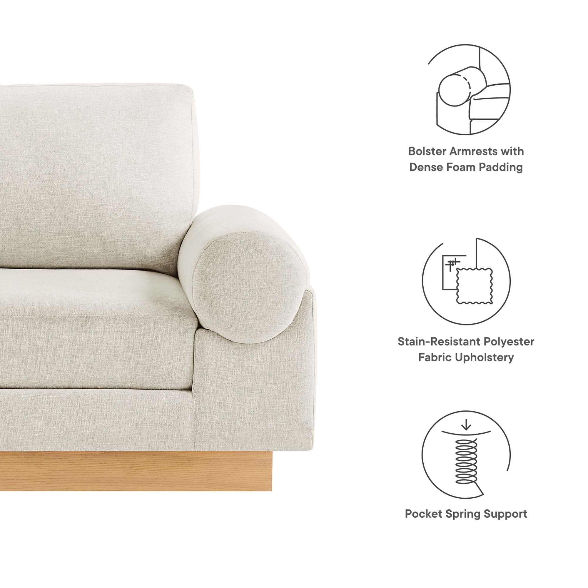 Oasis Upholstered Fabric Armchair, Ivory