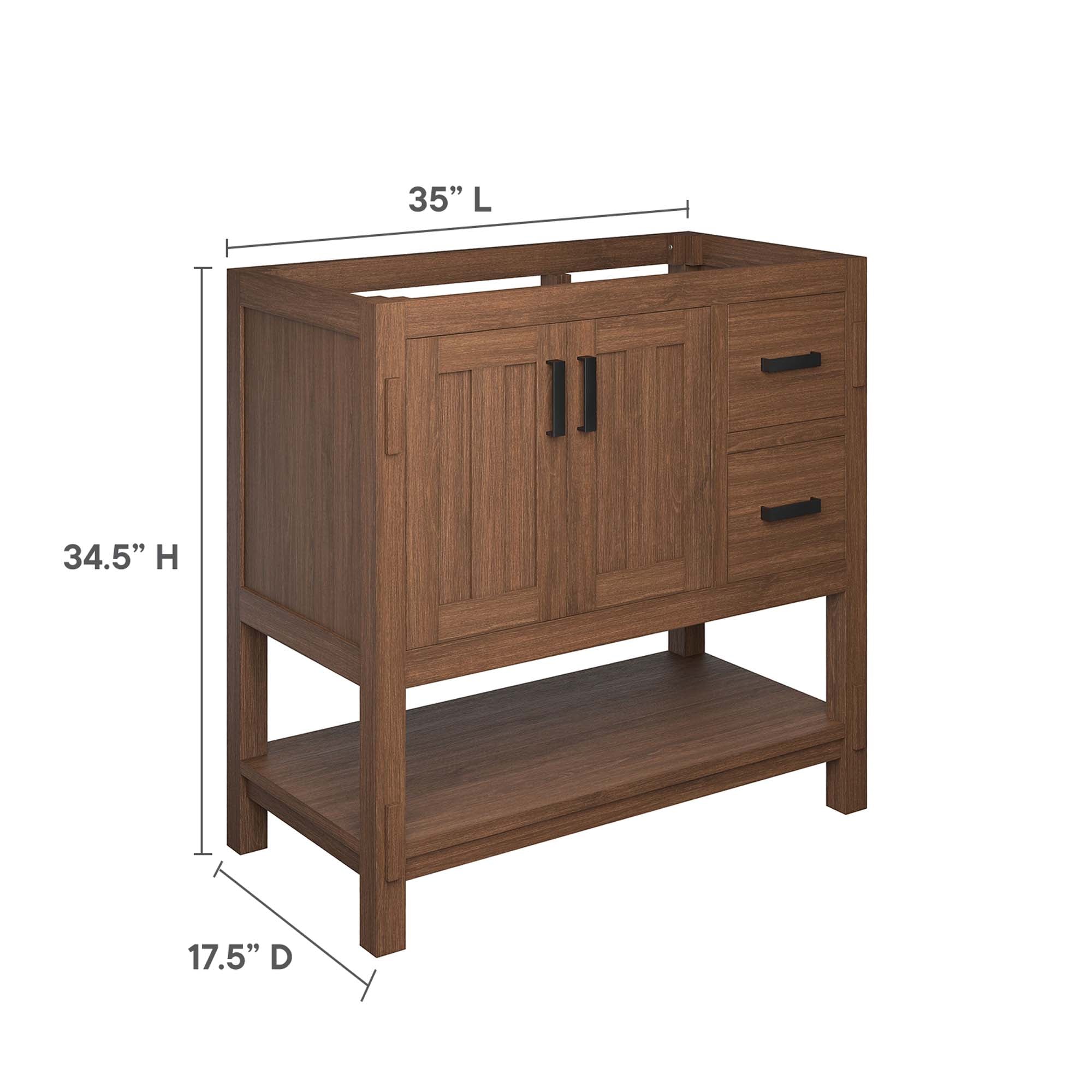 Ashlyn 36" Wood Bathroom Vanity Cabinet (Sink Basin Not Included), Walnut