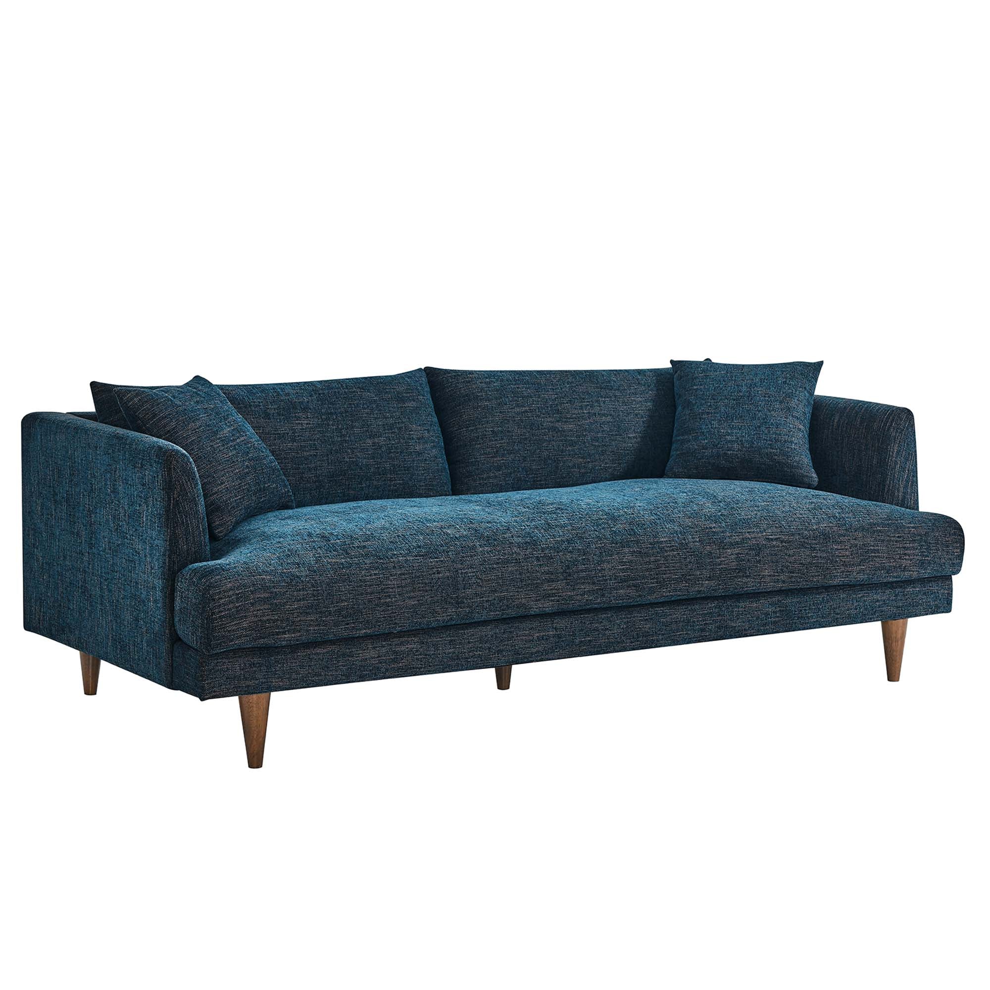 Zoya Down Filled Overstuffed Sofa, Navy Fabric