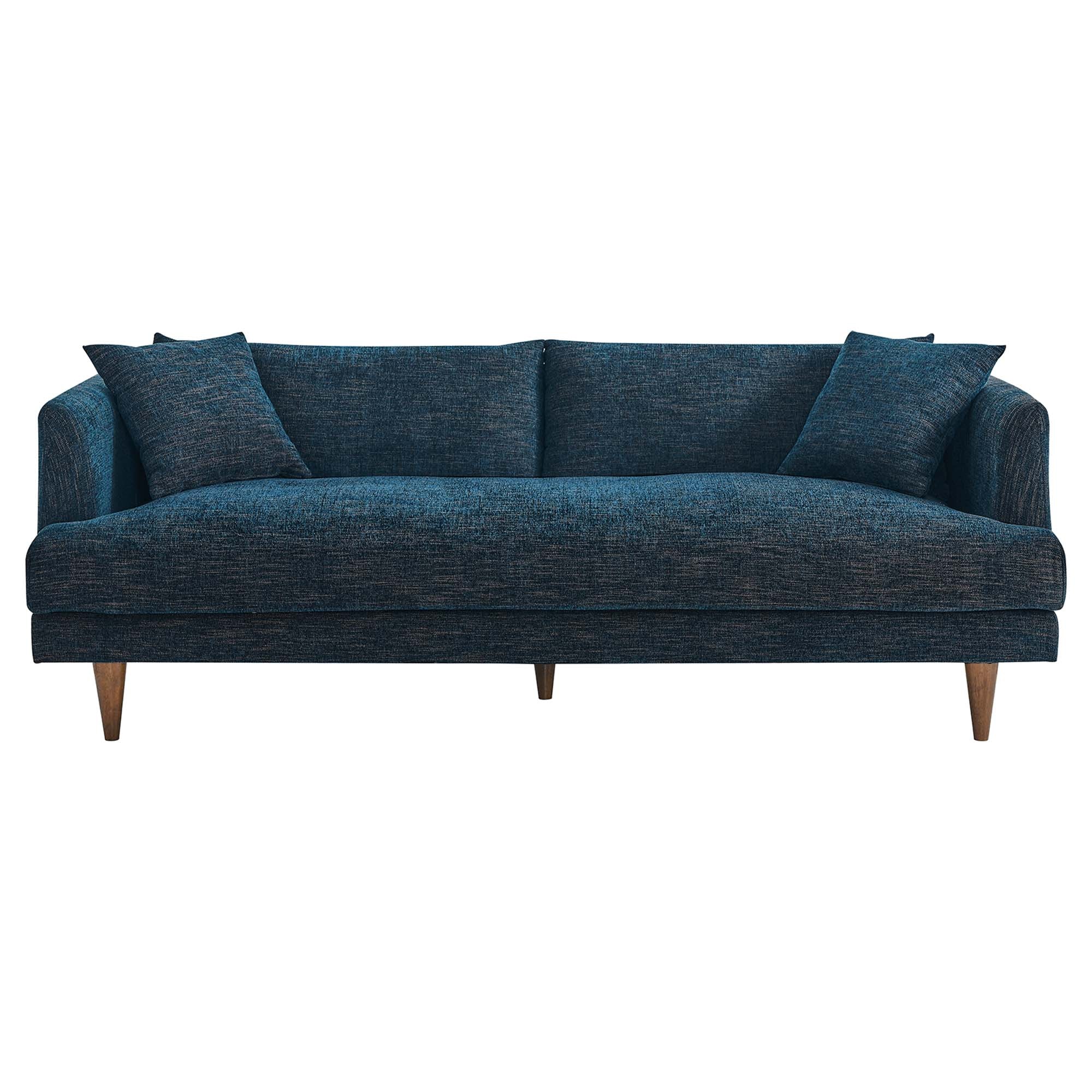 Zoya Down Filled Overstuffed Sofa, Navy Fabric