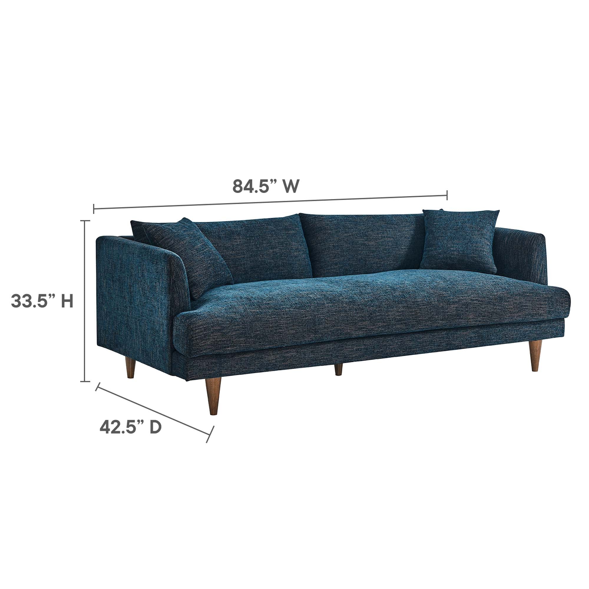 Zoya Down Filled Overstuffed Sofa, Navy Fabric