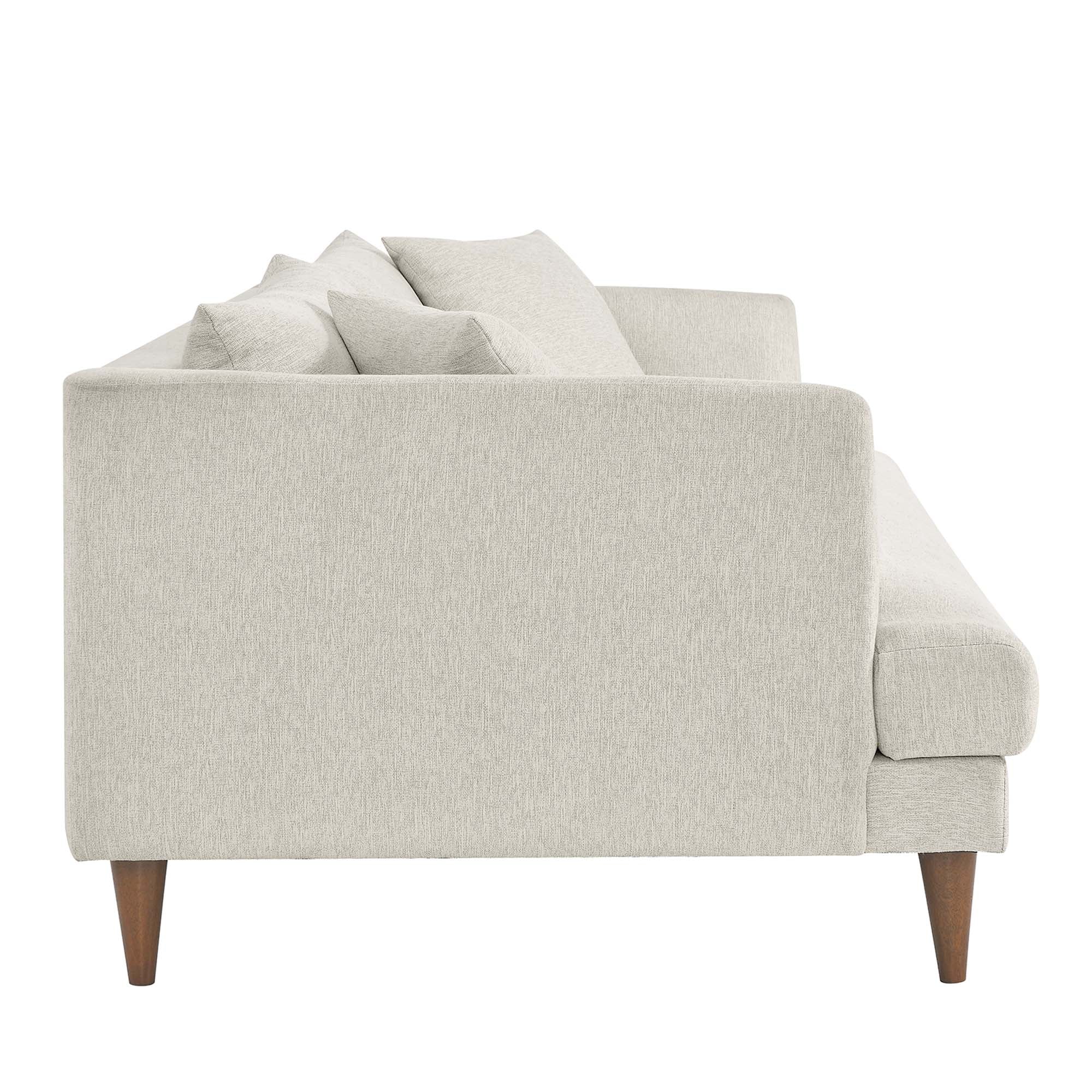 Zoya Down Filled Overstuffed Sofa, Ivory Fabric