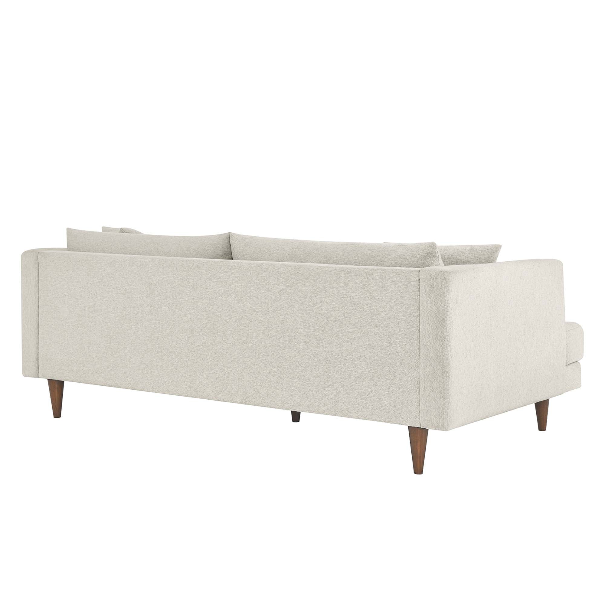 Zoya Down Filled Overstuffed Sofa, Ivory Fabric