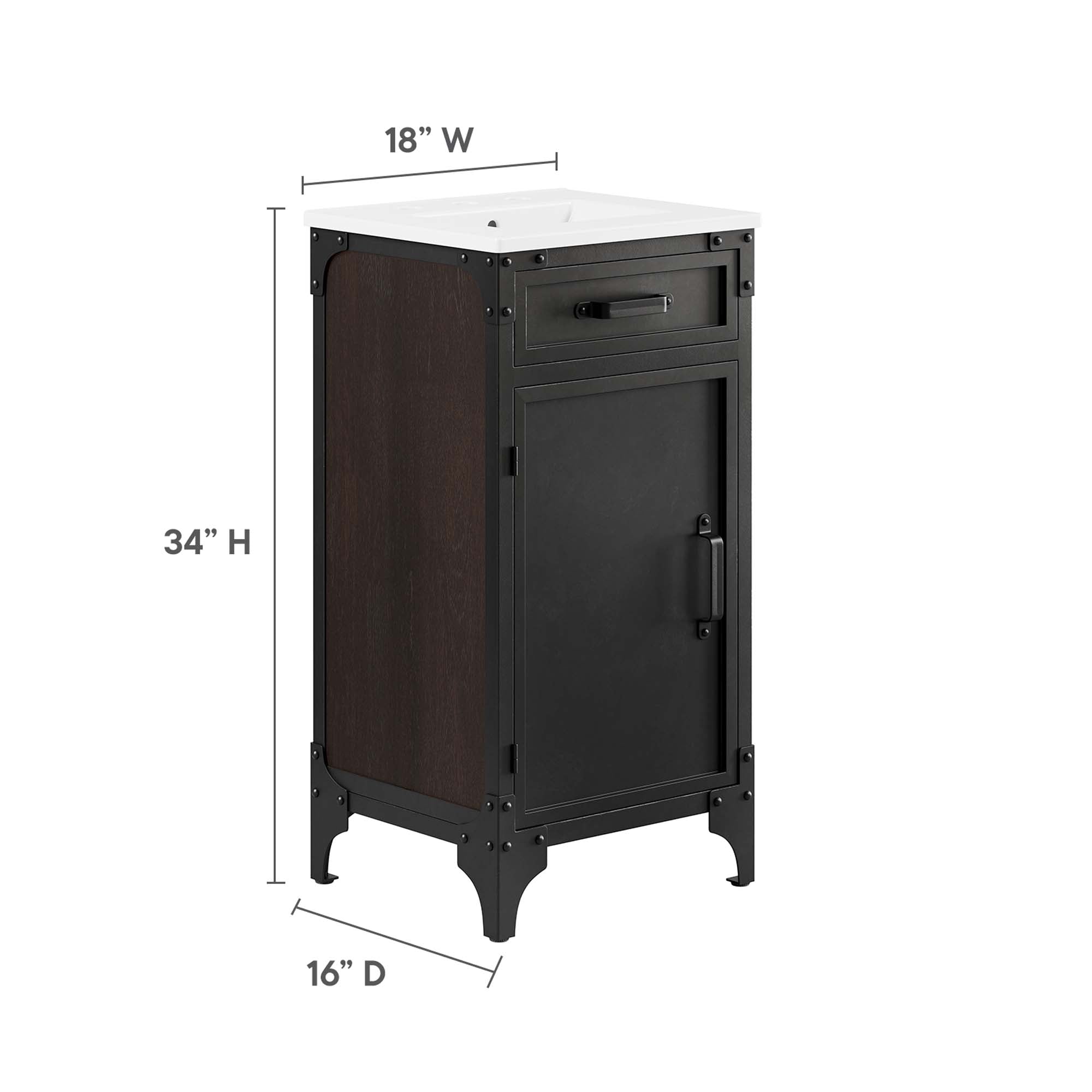 Steamforge 18" Bathroom Vanity, White black