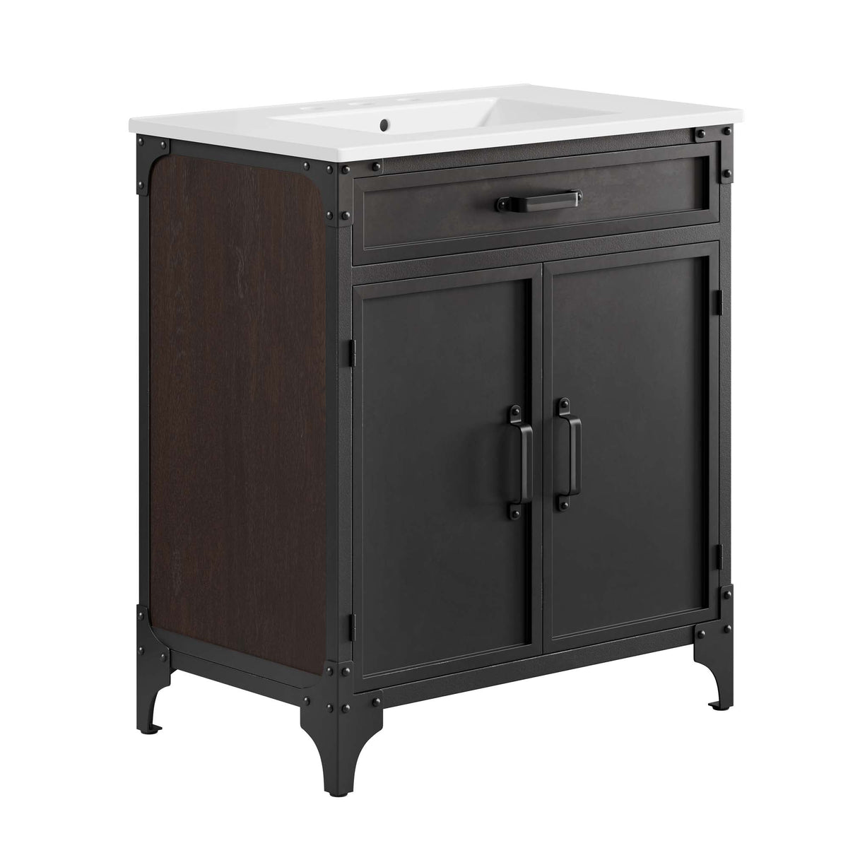 Steamforge 30" Bathroom Vanity, White Black