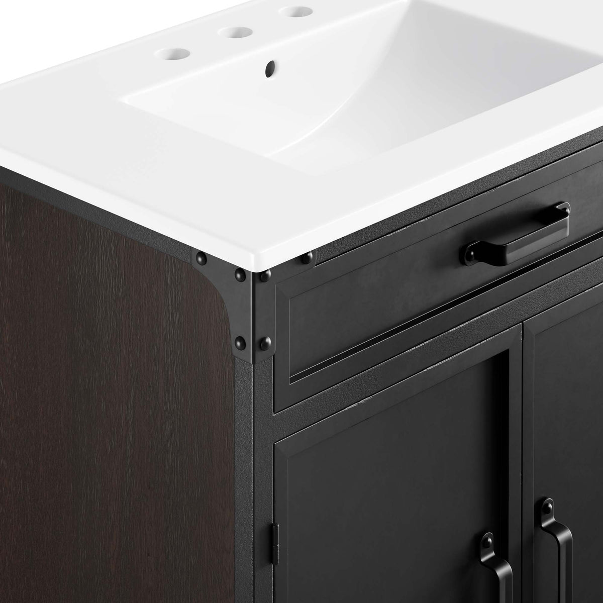 Steamforge 30" Bathroom Vanity, White Black