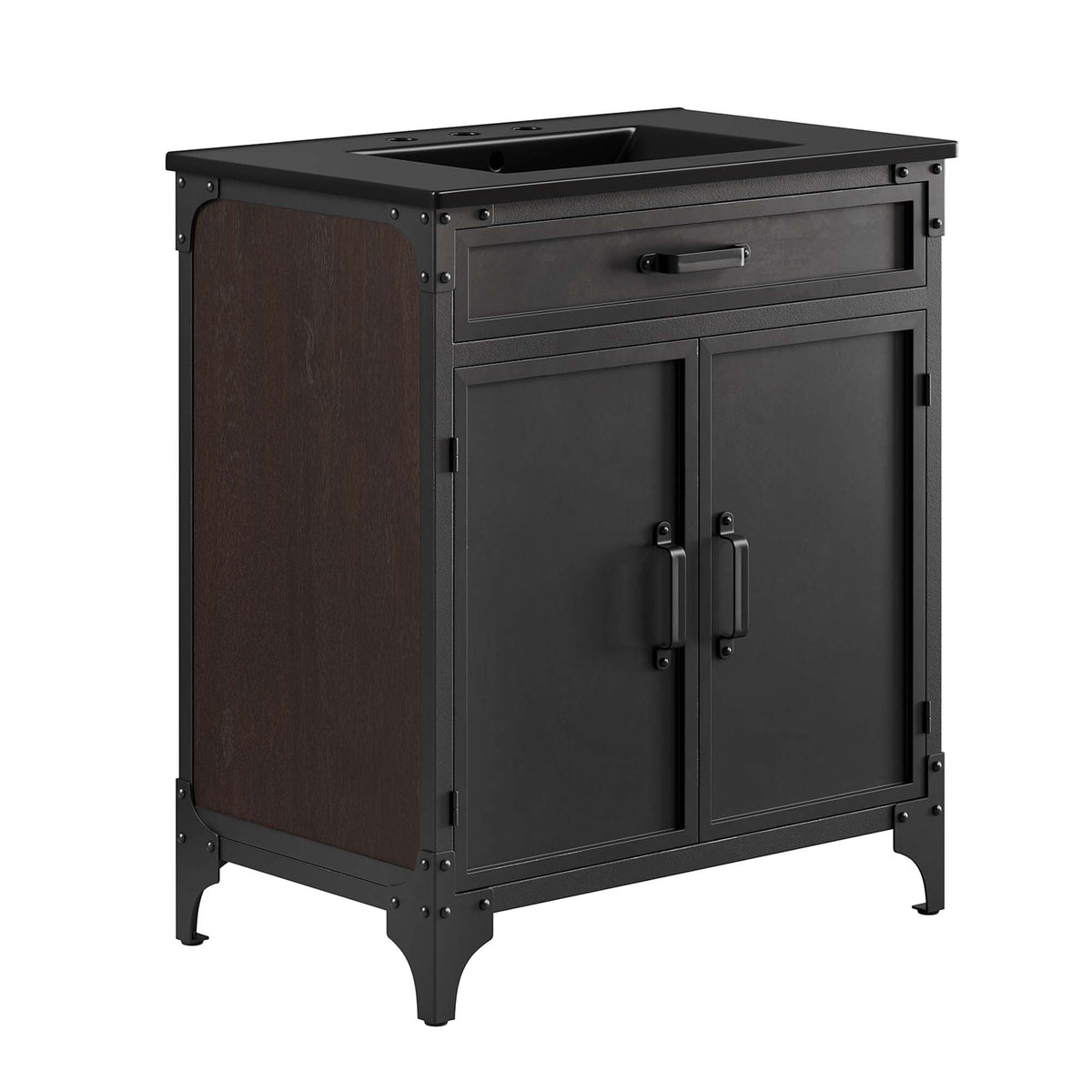 Steamforge 30" Bathroom Vanity, Black Black