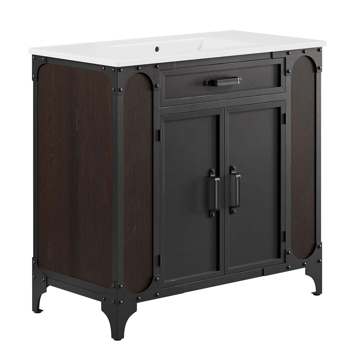 Steamforge 36" Bathroom Vanity, White Black