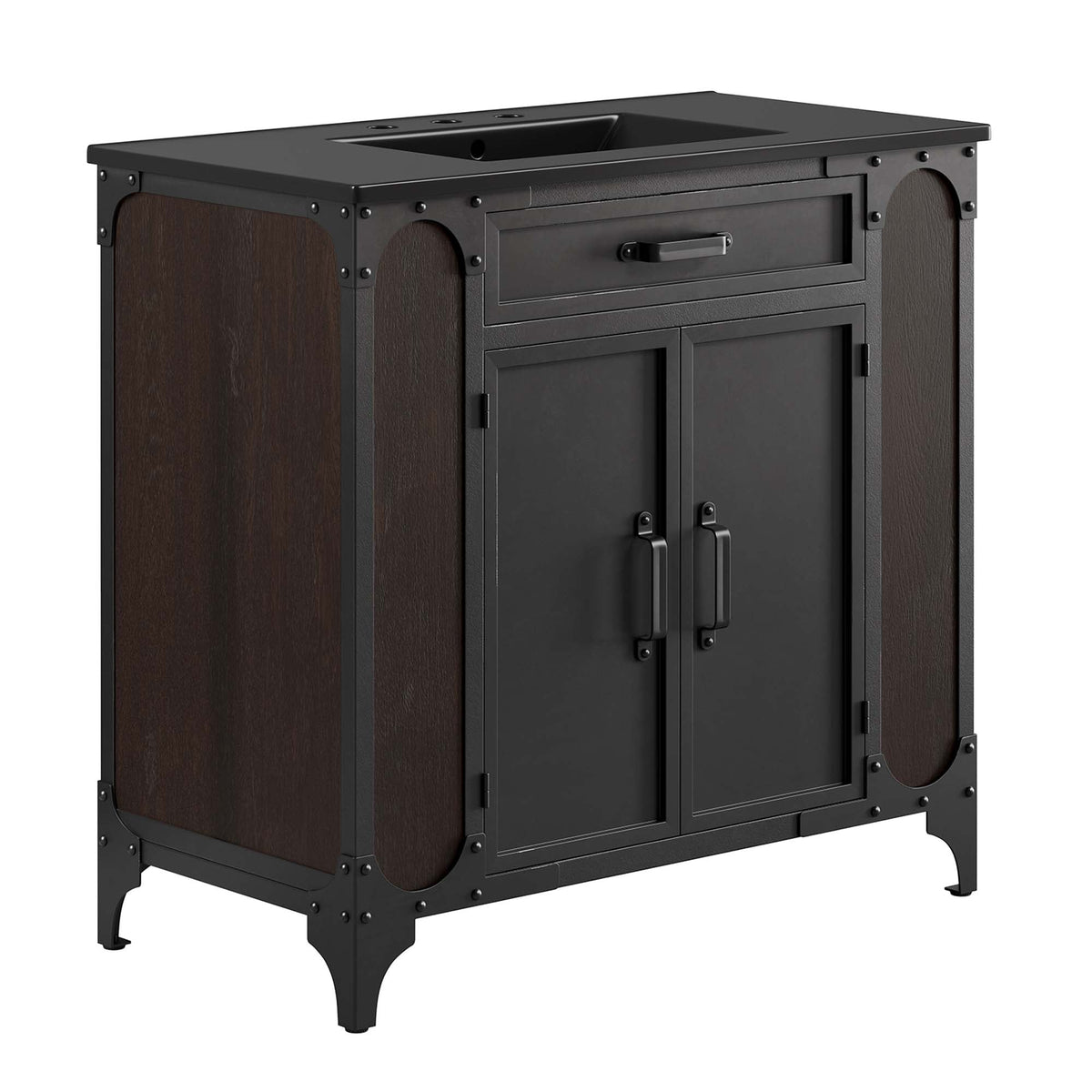 Steamforge 36" Bathroom Vanity, Black Black