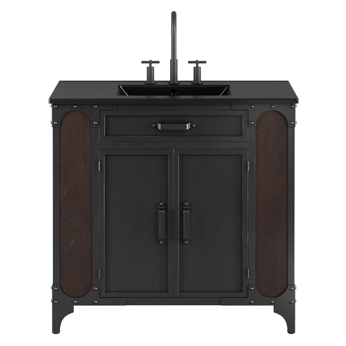 Steamforge 36" Bathroom Vanity, Black Black