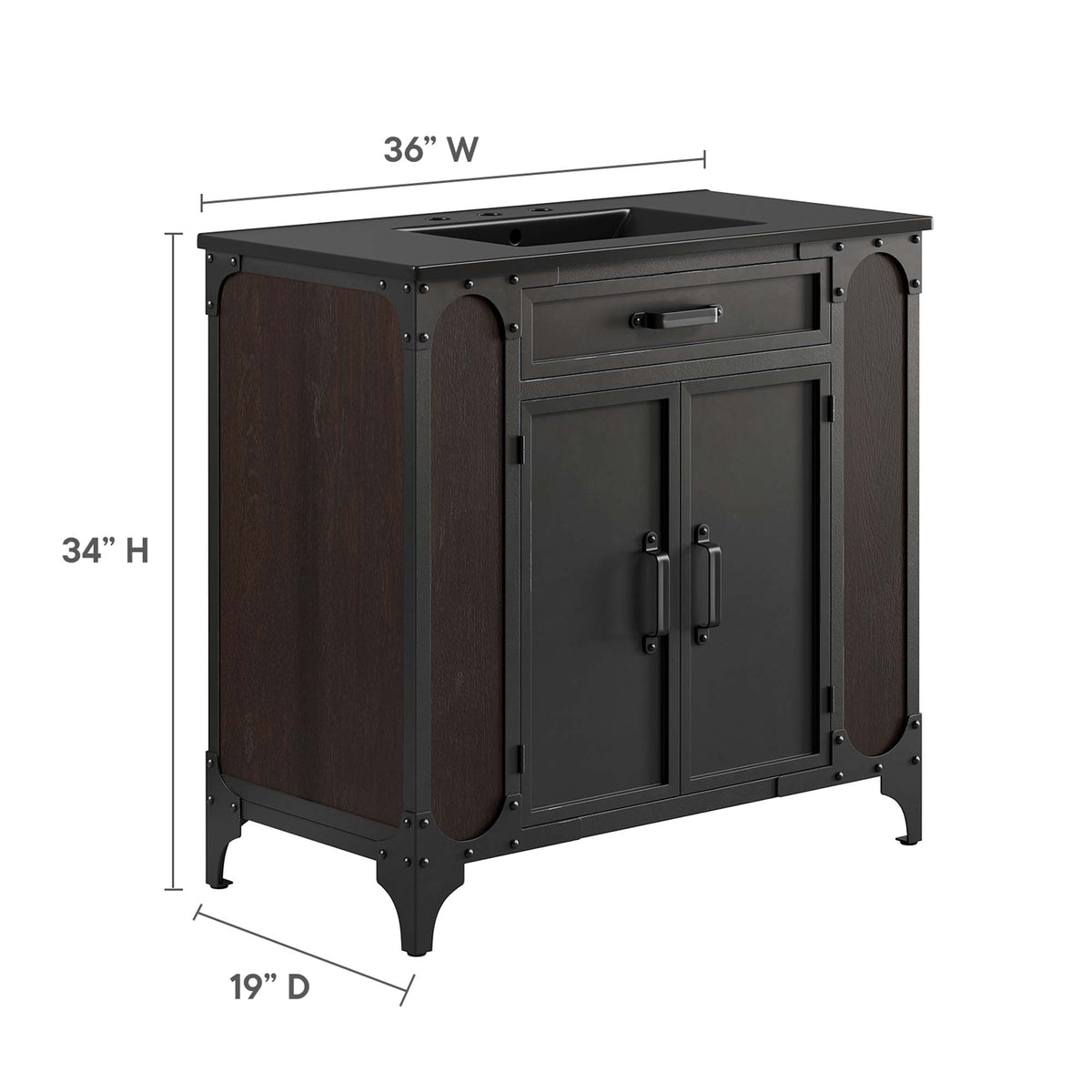 Steamforge 36" Bathroom Vanity, Black Black
