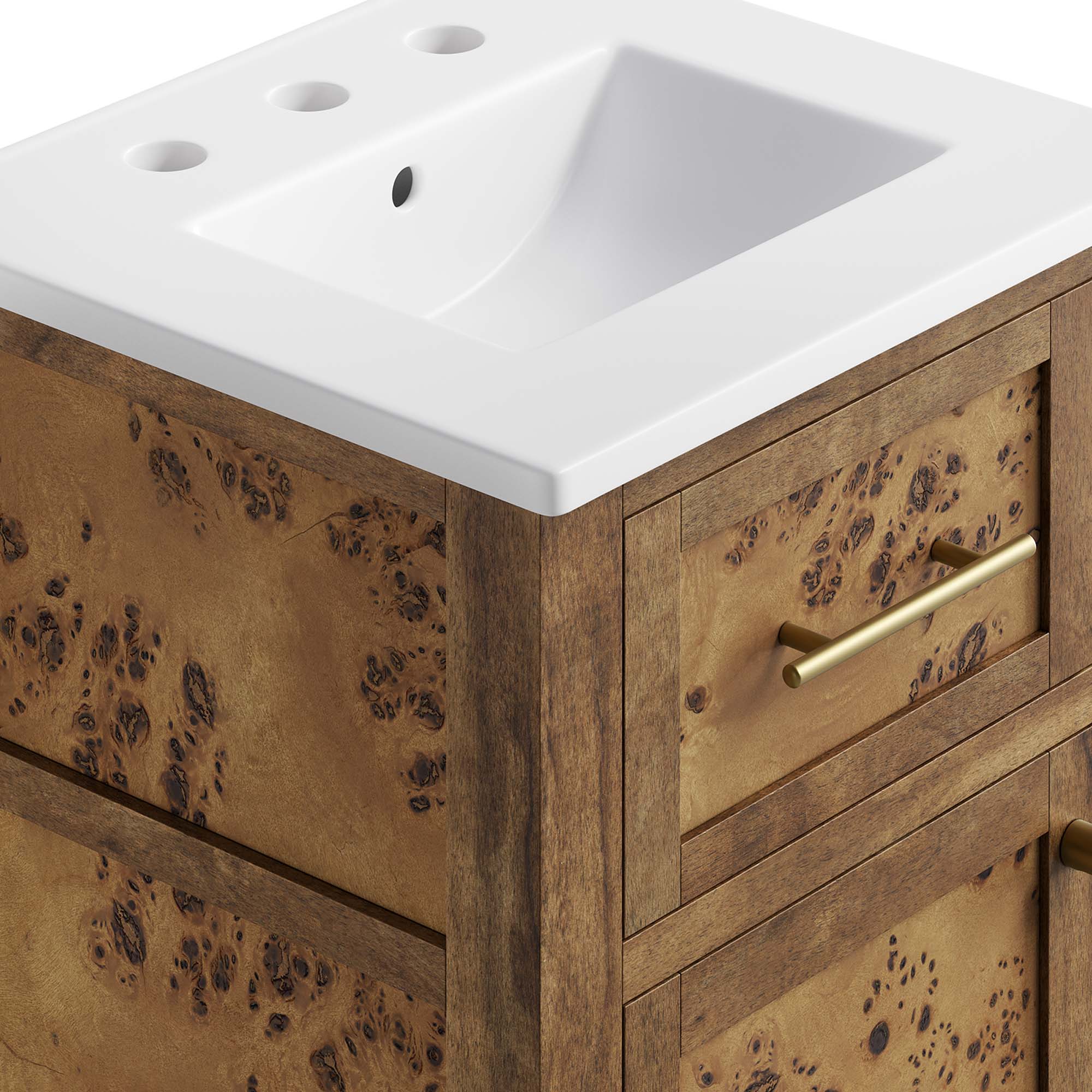 Elysian 18" Wood Bathroom Vanity, White Brown