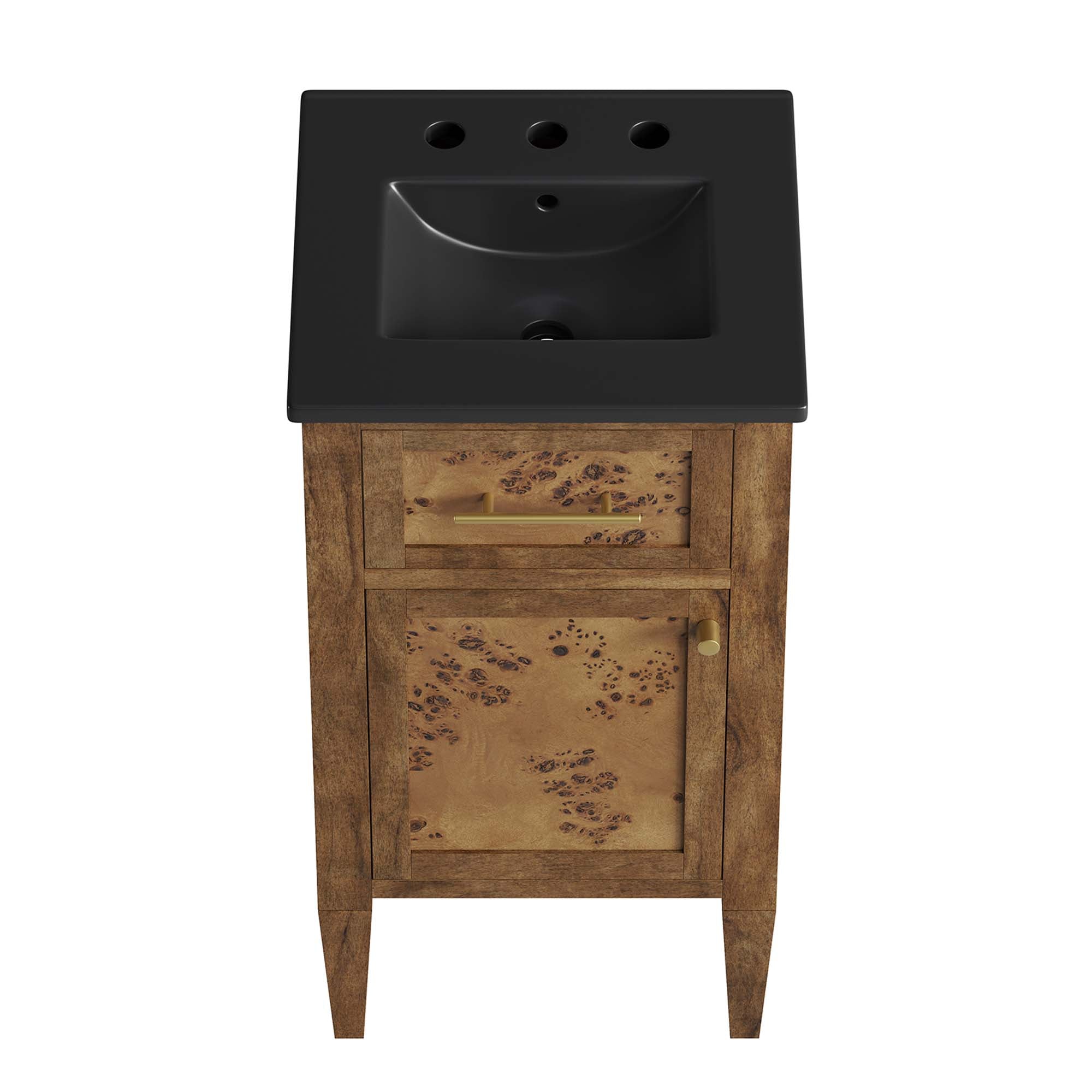 Elysian 18" Wood Bathroom Vanity, Black Brown