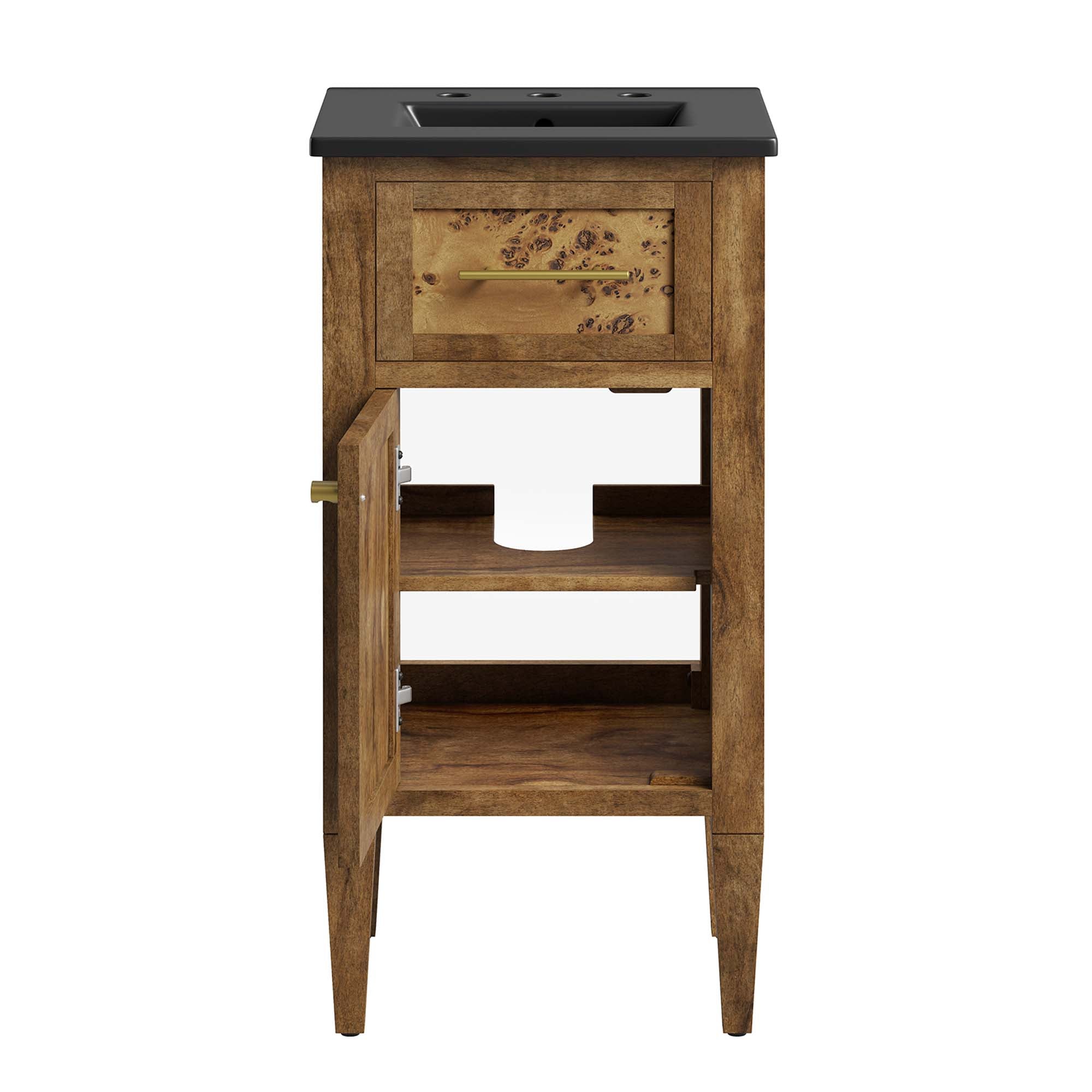 Elysian 18" Wood Bathroom Vanity, Black Brown
