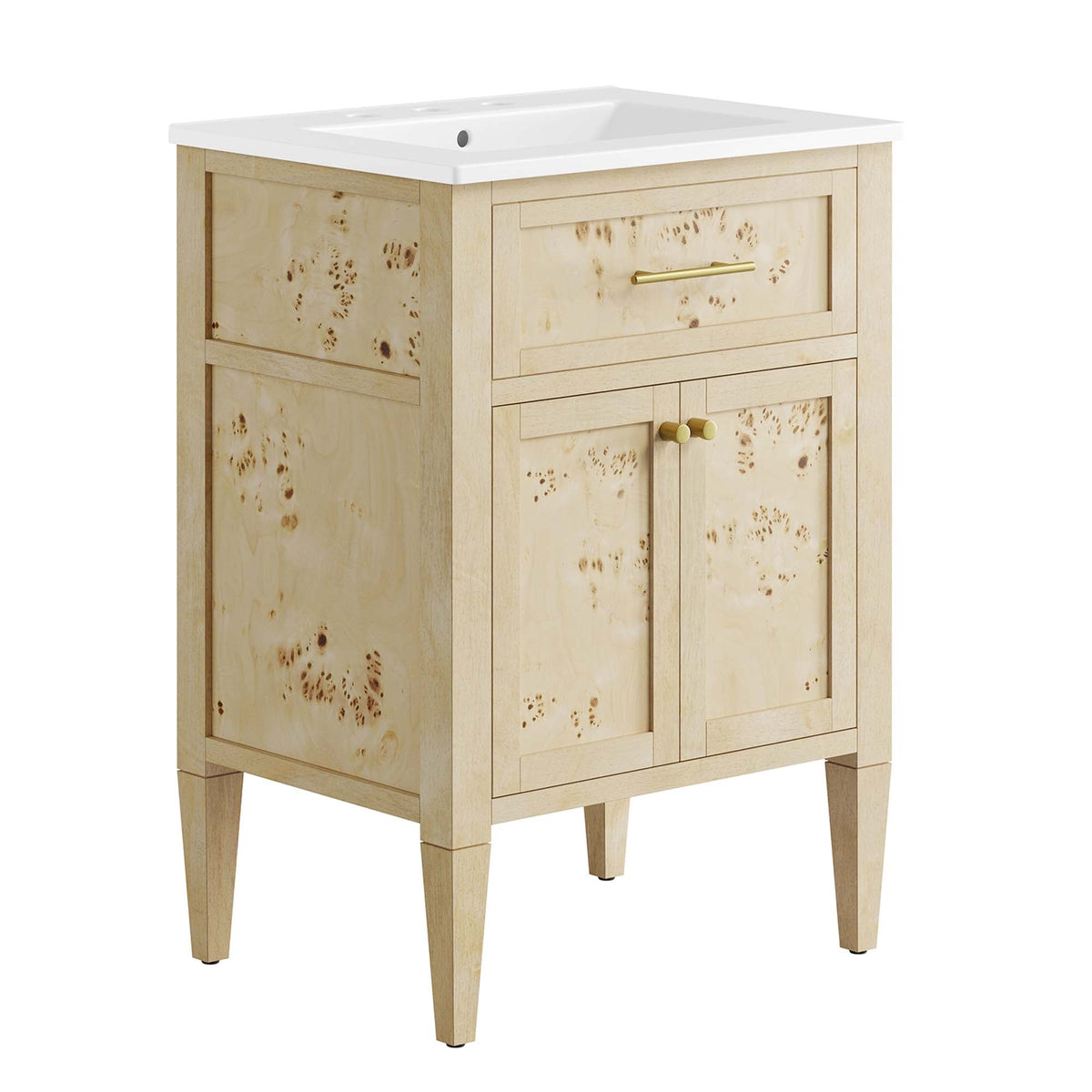 Elysian 24" Wood Bathroom Vanity, White Burl