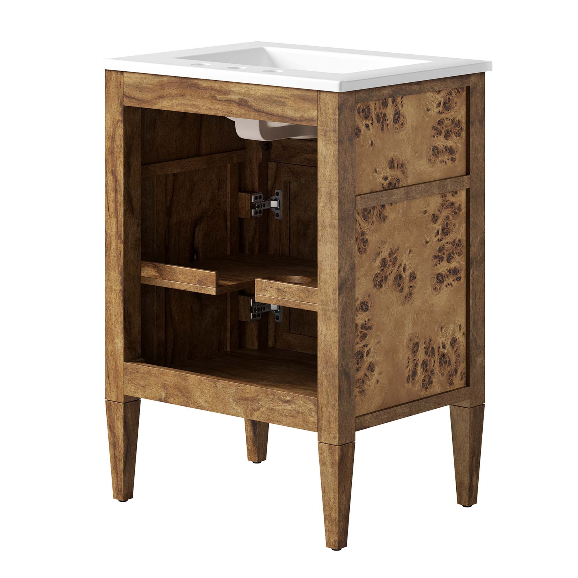 Elysian 24" Wood Bathroom Vanity, White Brown