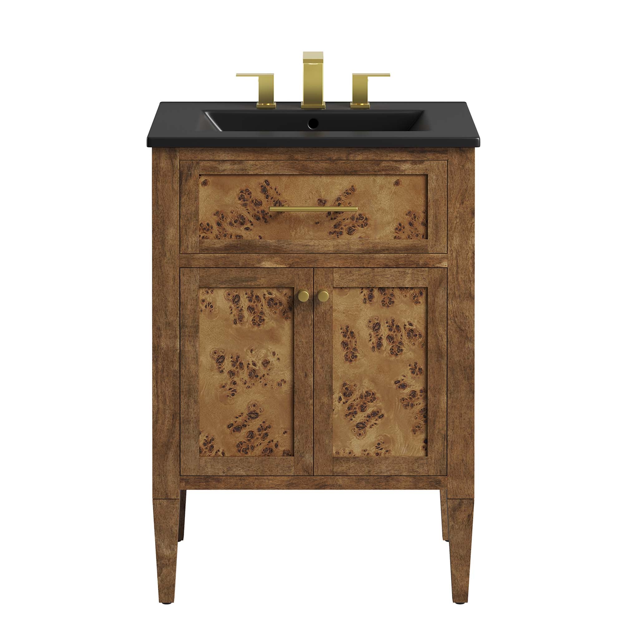 Elysian 24" Wood Bathroom Vanity, Black Brown