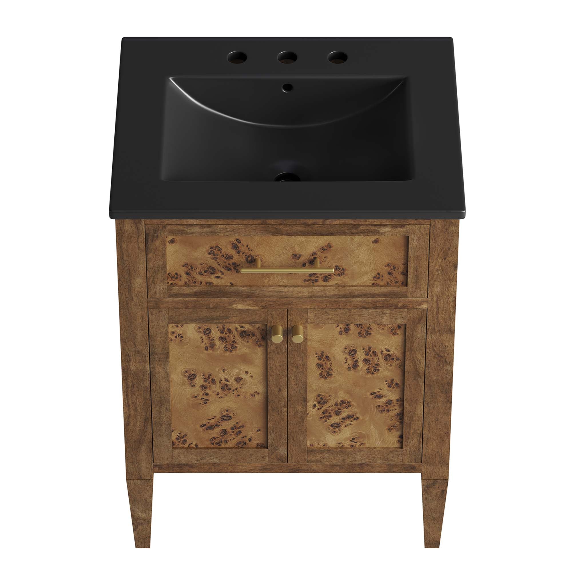 Elysian 24" Wood Bathroom Vanity, Black Brown