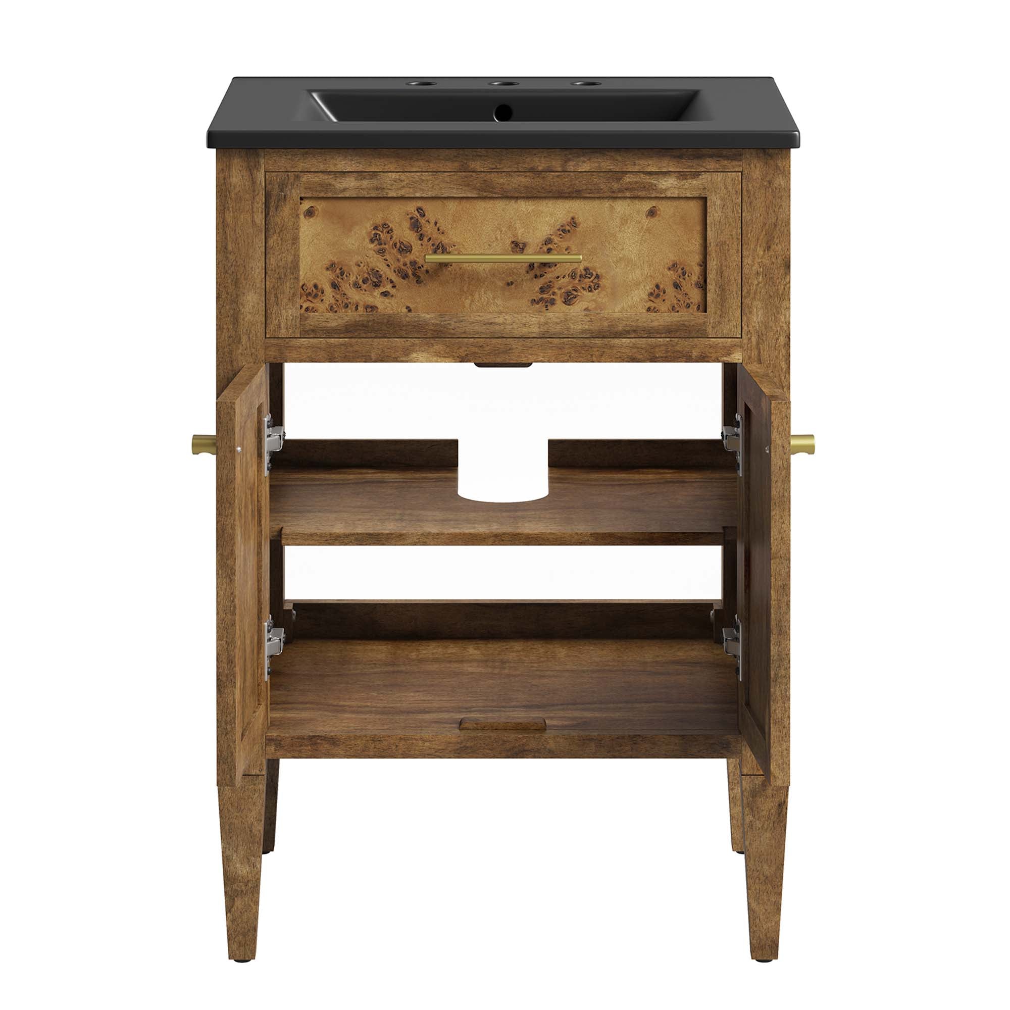 Elysian 24" Wood Bathroom Vanity, Black Brown