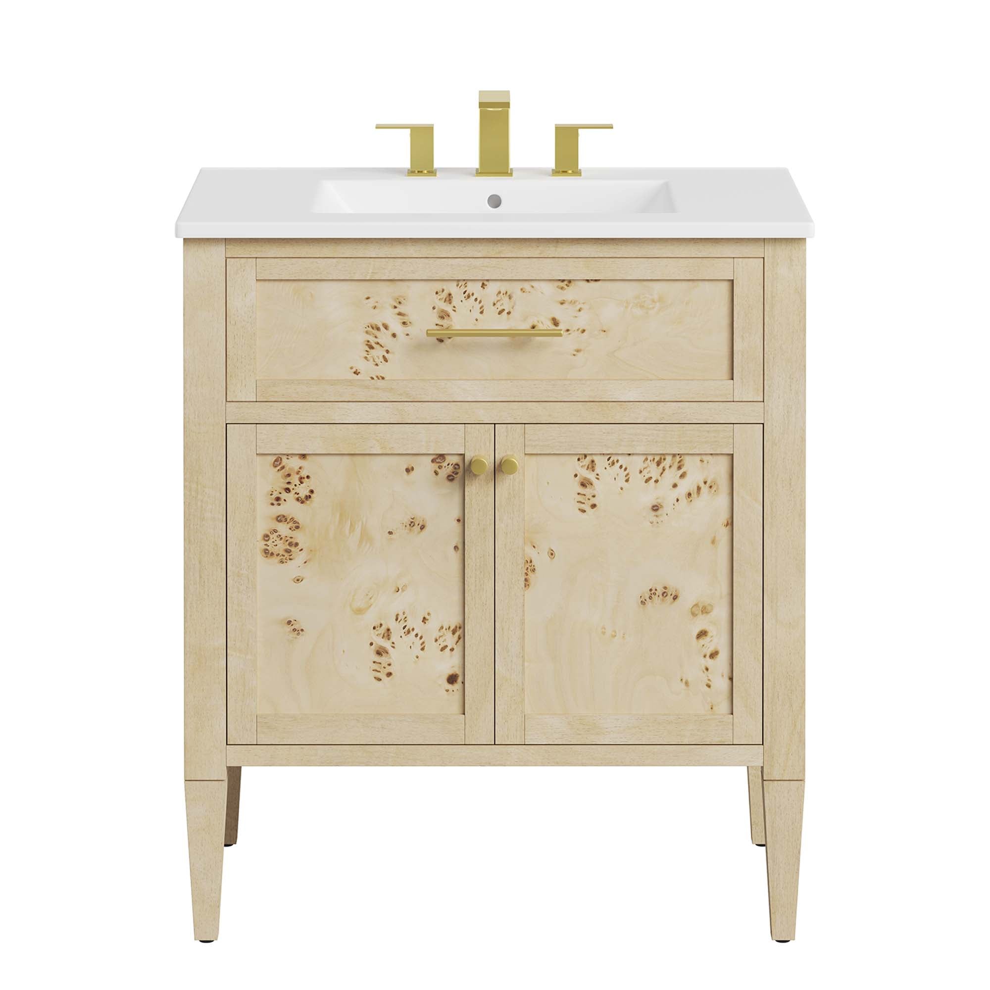 Elysian 30" Wood Bathroom Vanity, White Burl