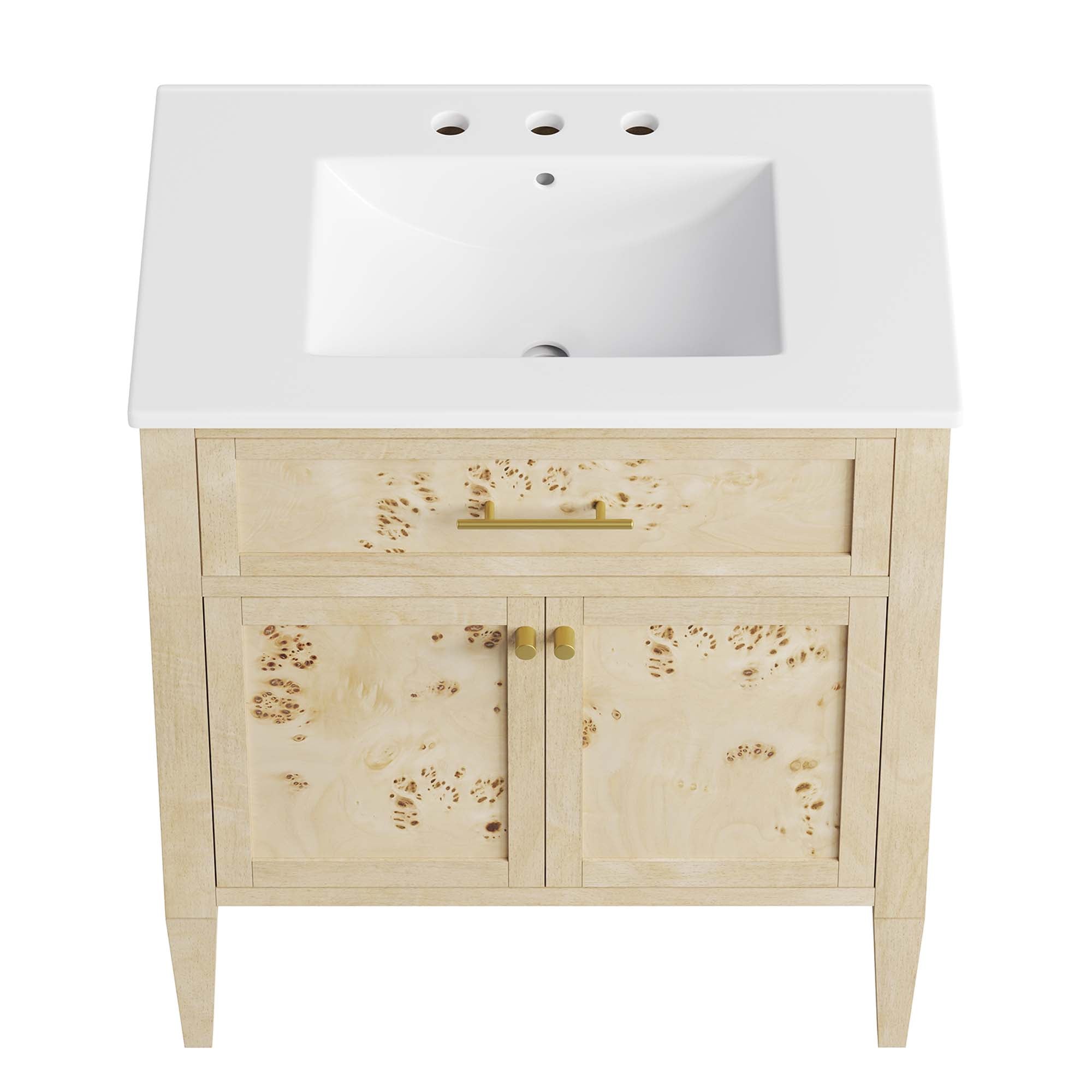 Elysian 30" Wood Bathroom Vanity, White Burl