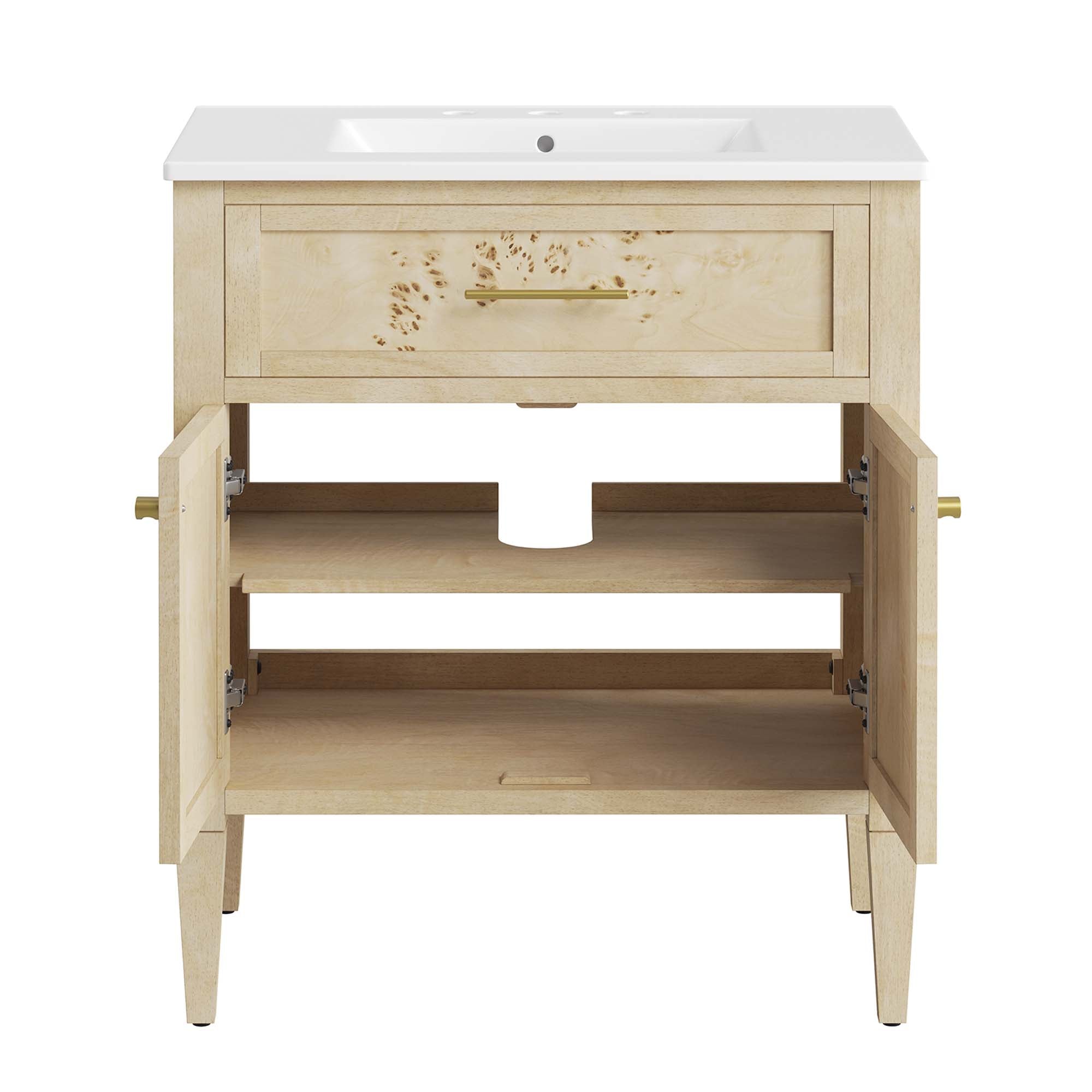 Elysian 30" Wood Bathroom Vanity, White Burl