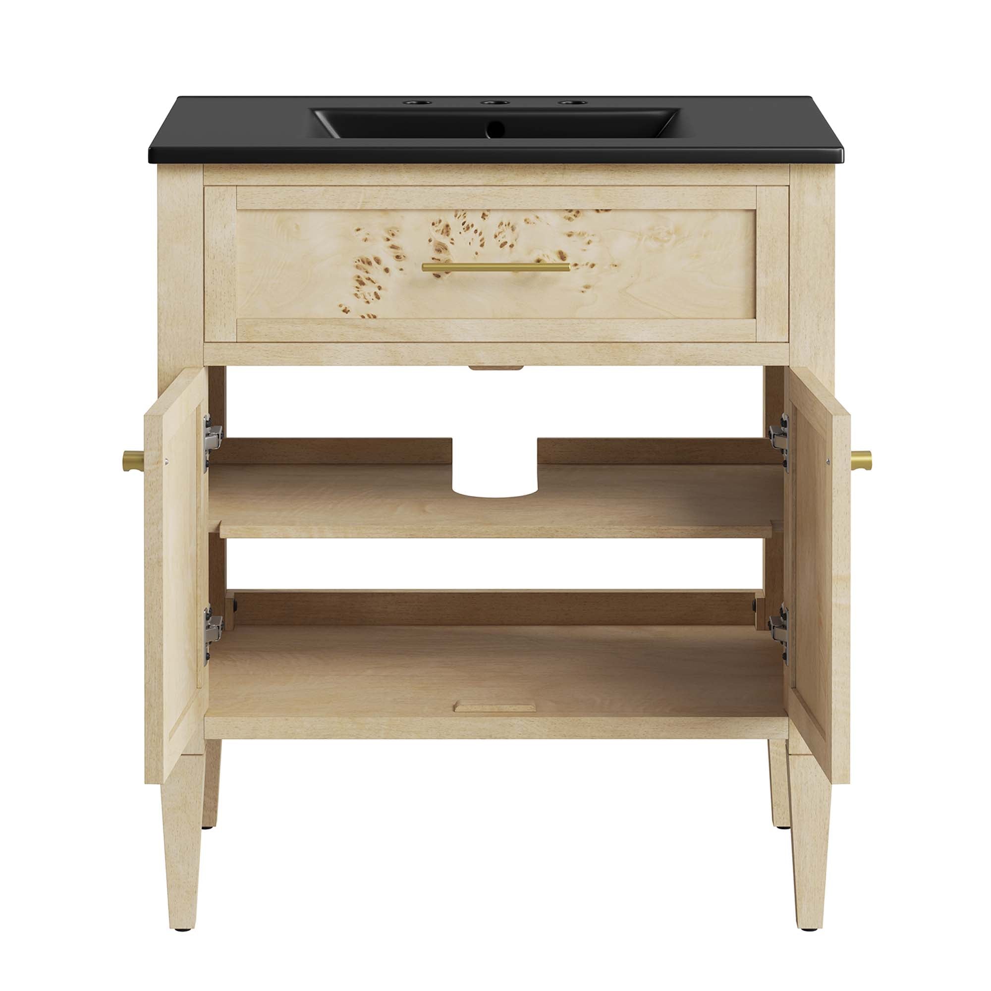 Elysian 30" Wood Bathroom Vanity, Black Burl