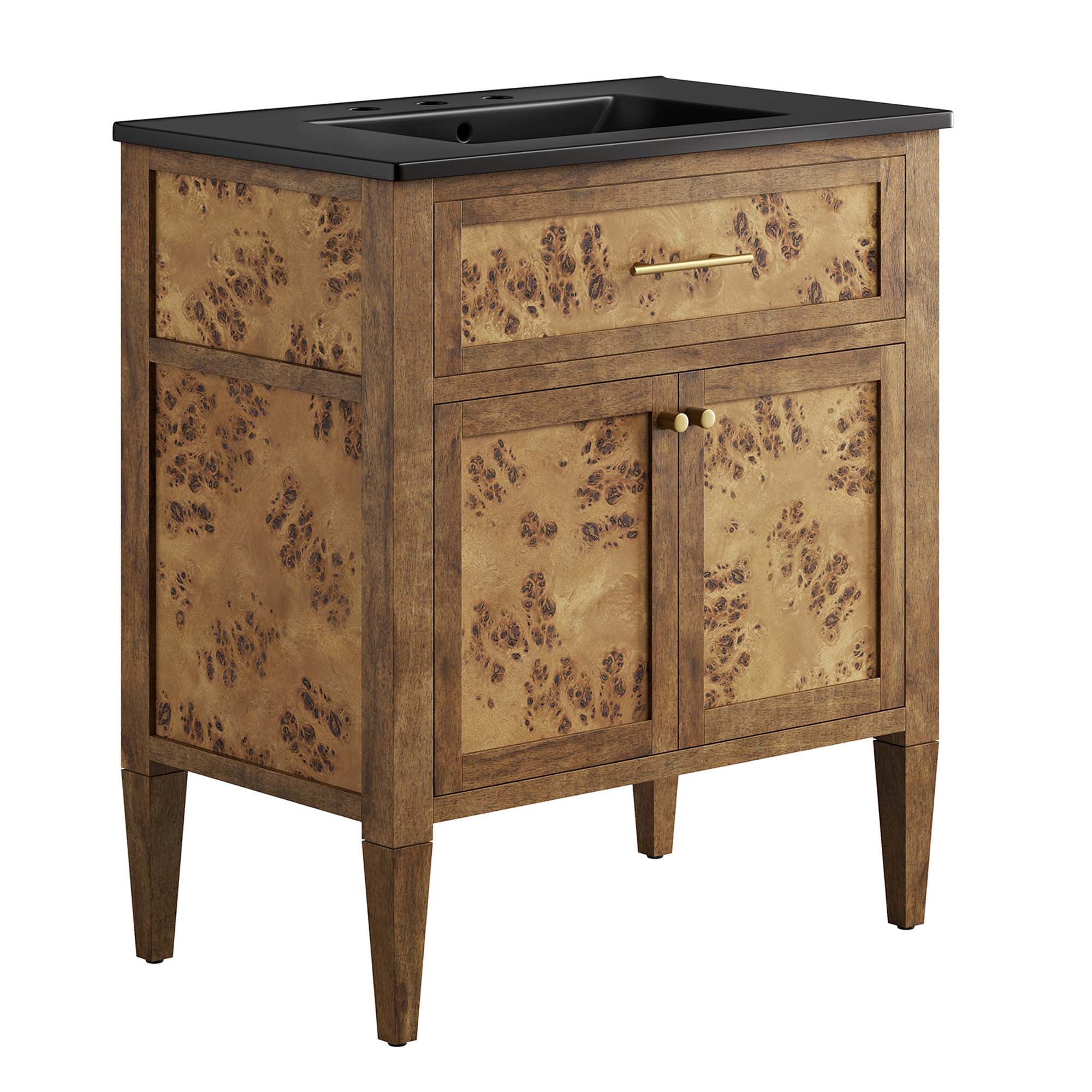 Elysian 30" Wood Bathroom Vanity, Black Brown