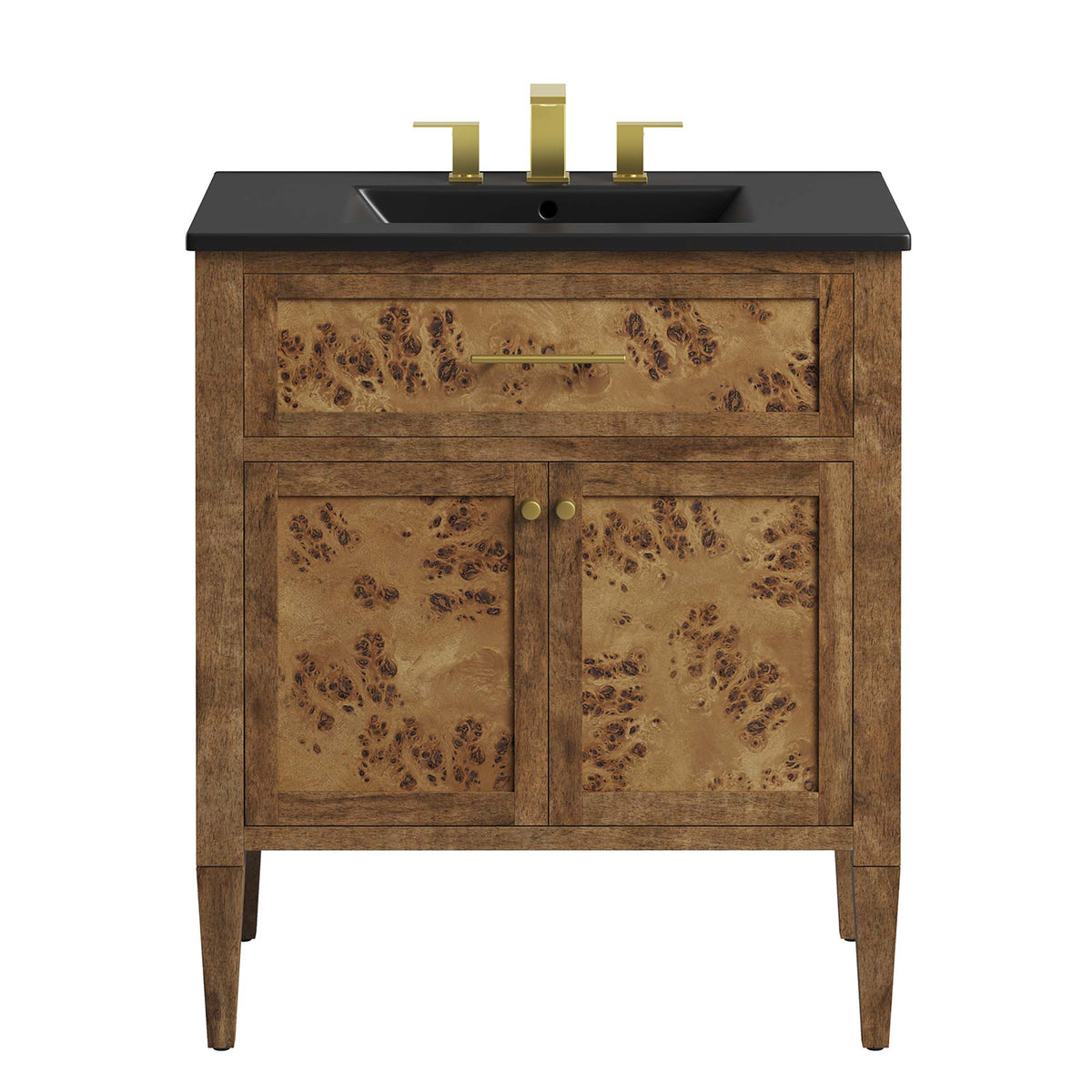 Elysian 30" Wood Bathroom Vanity, Black Brown