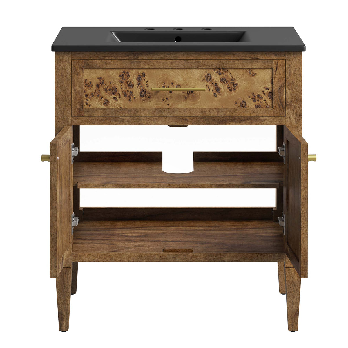 Elysian 30" Wood Bathroom Vanity, Black Brown