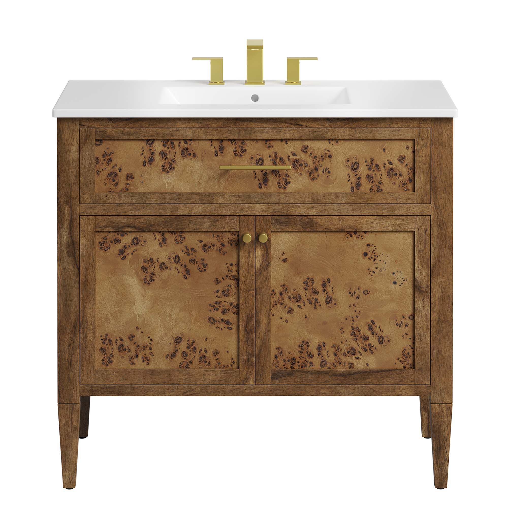 Elysian 36" Wood Bathroom Vanity, White Brown