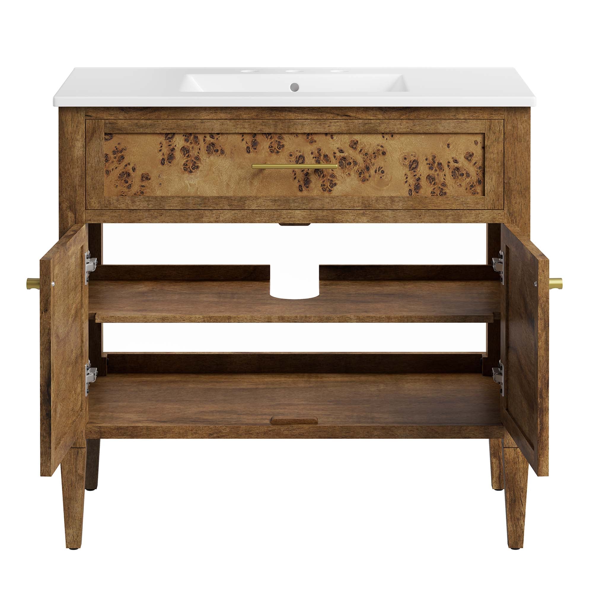 Elysian 36" Wood Bathroom Vanity, White Brown