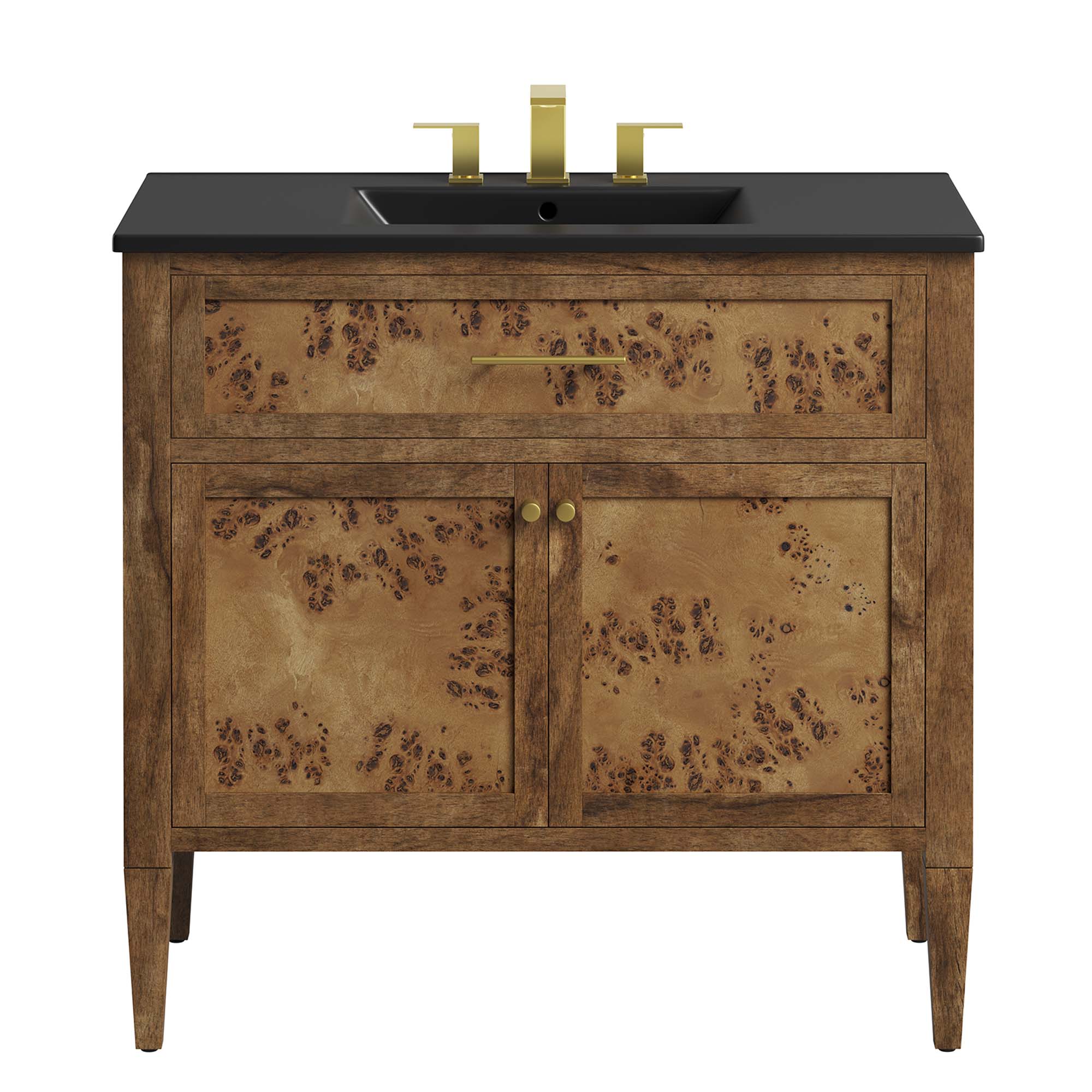 Elysian 36" Wood Bathroom Vanity, Black Brown