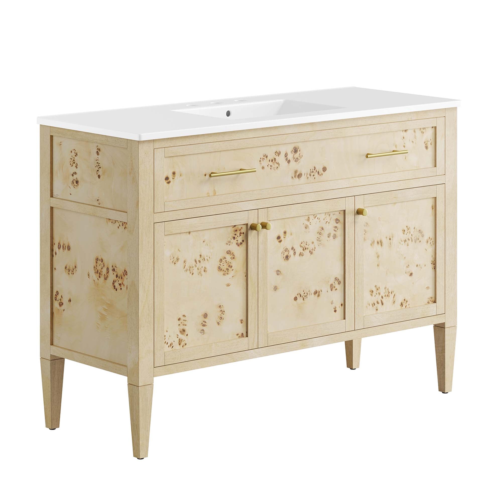 Elysian 48" Wood Single Sink Bathroom Vanity, White Burl