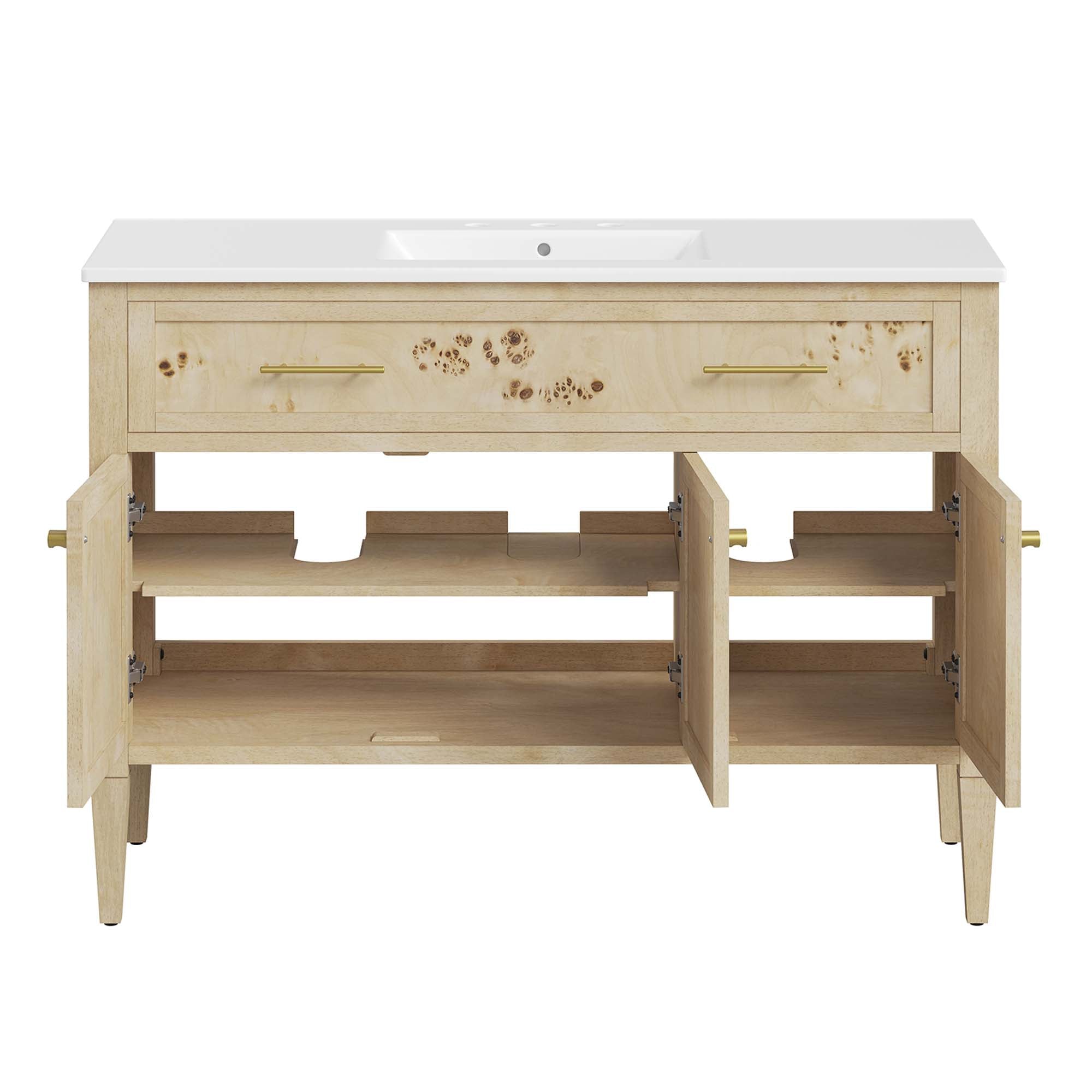 Elysian 48" Wood Single Sink Bathroom Vanity, White Burl