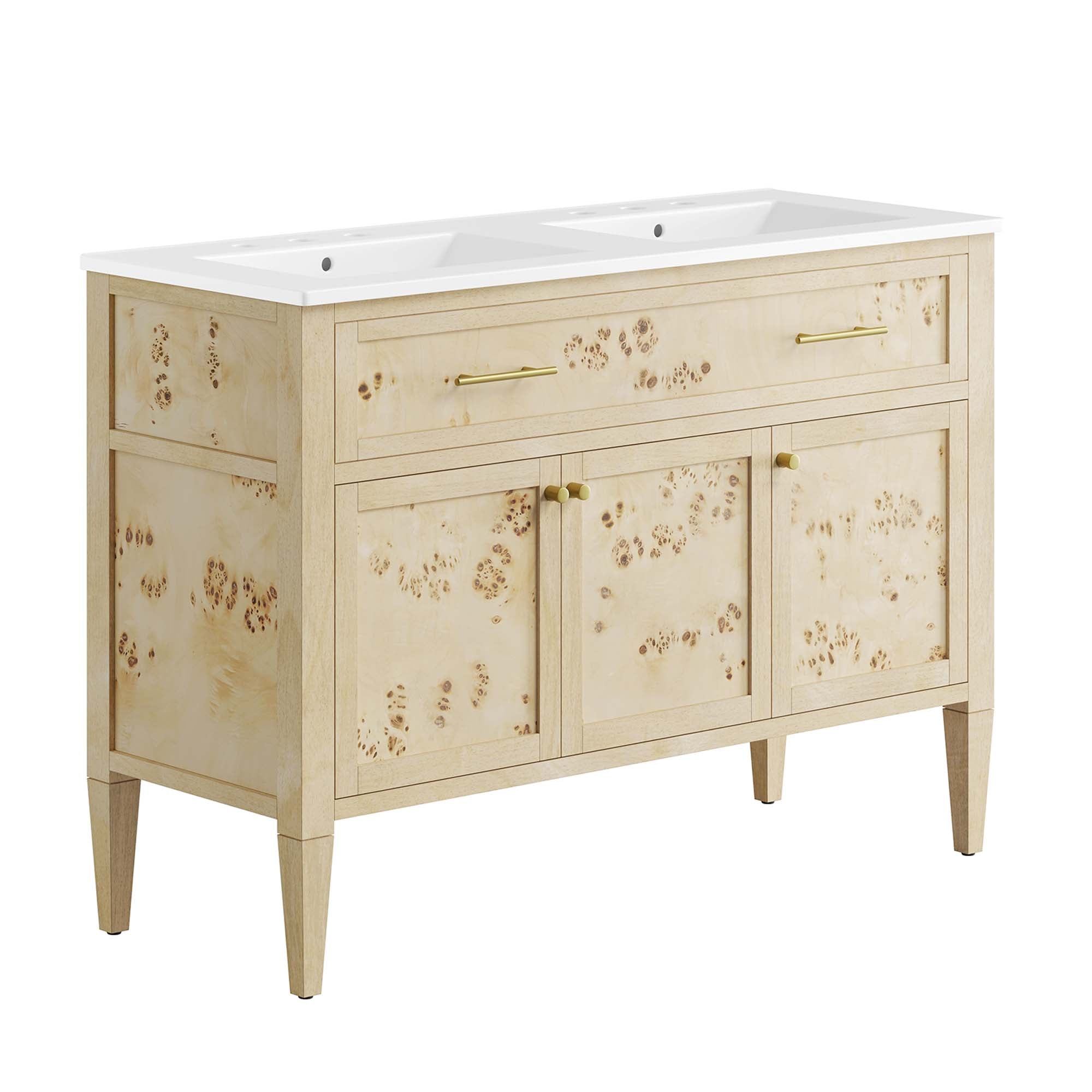 Elysian 48" Double Sink Bathroom Vanity, Burl